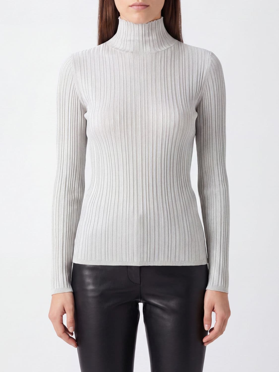 Fabiana Filippi Slim Fit Long-Sleeved Pleated Turtleneck Sweater