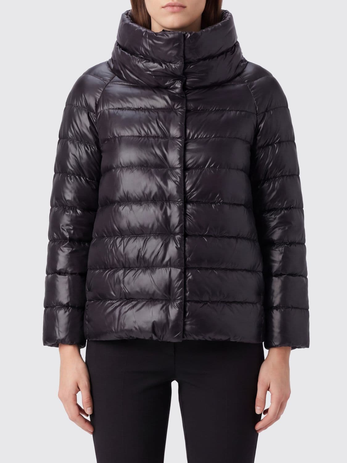 Herno Sofia Short Ultra-Light Nylon Down Jacket with High Neck
