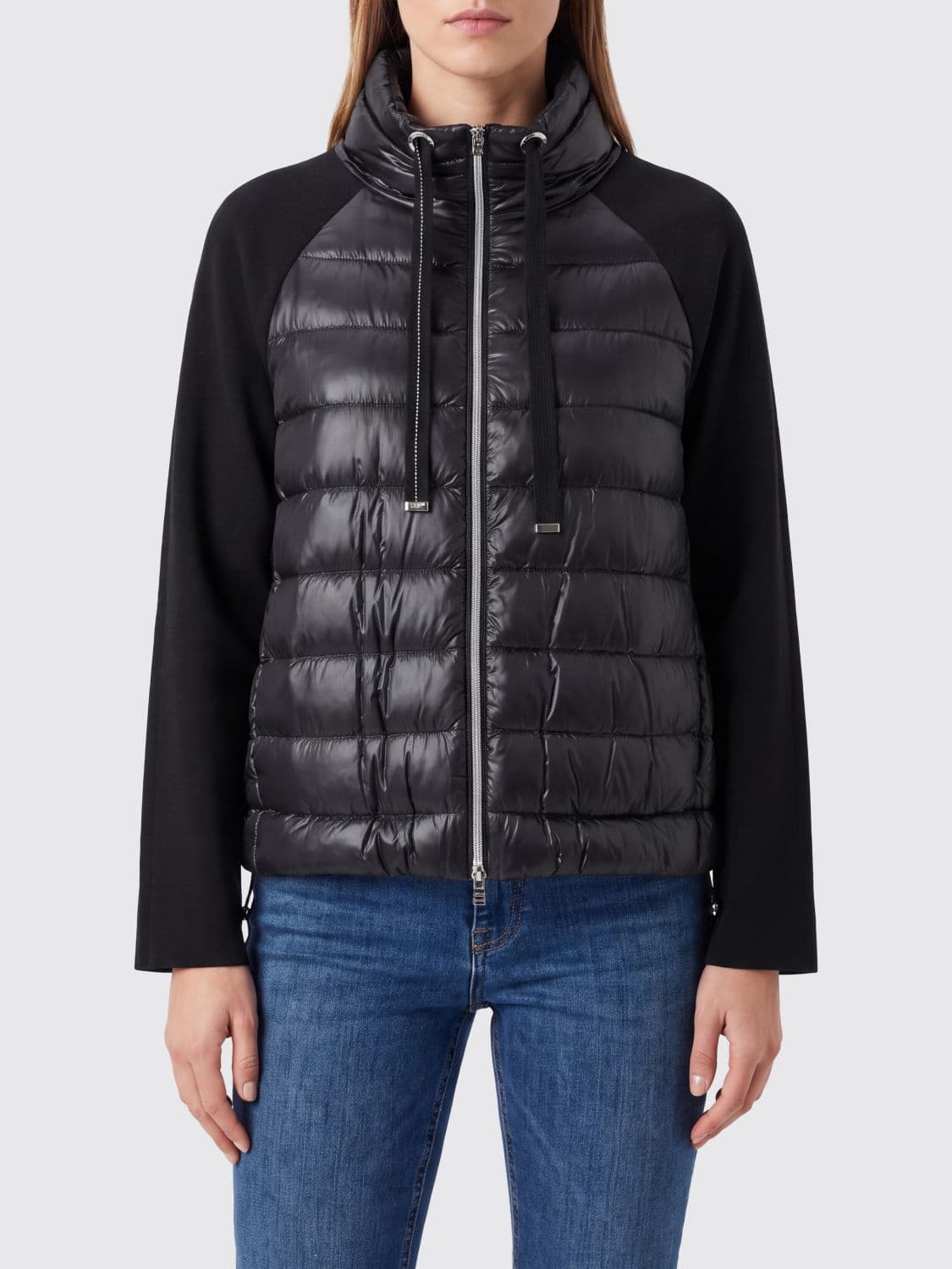 Herno Short Quilted Nylon Down Jacket with Funnel Neck