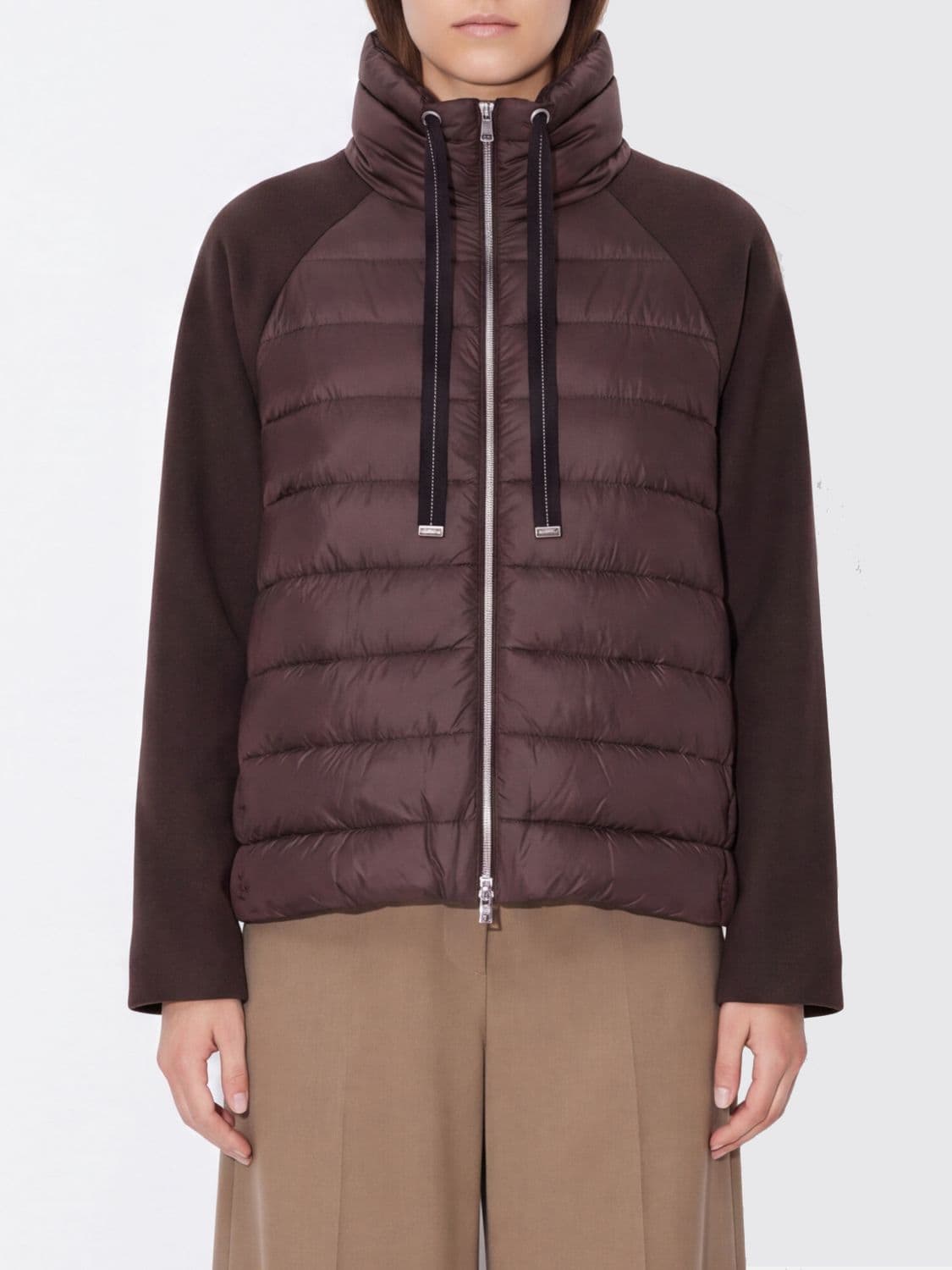 Herno Short Quilted Nylon Down Jacket with Funnel Neck