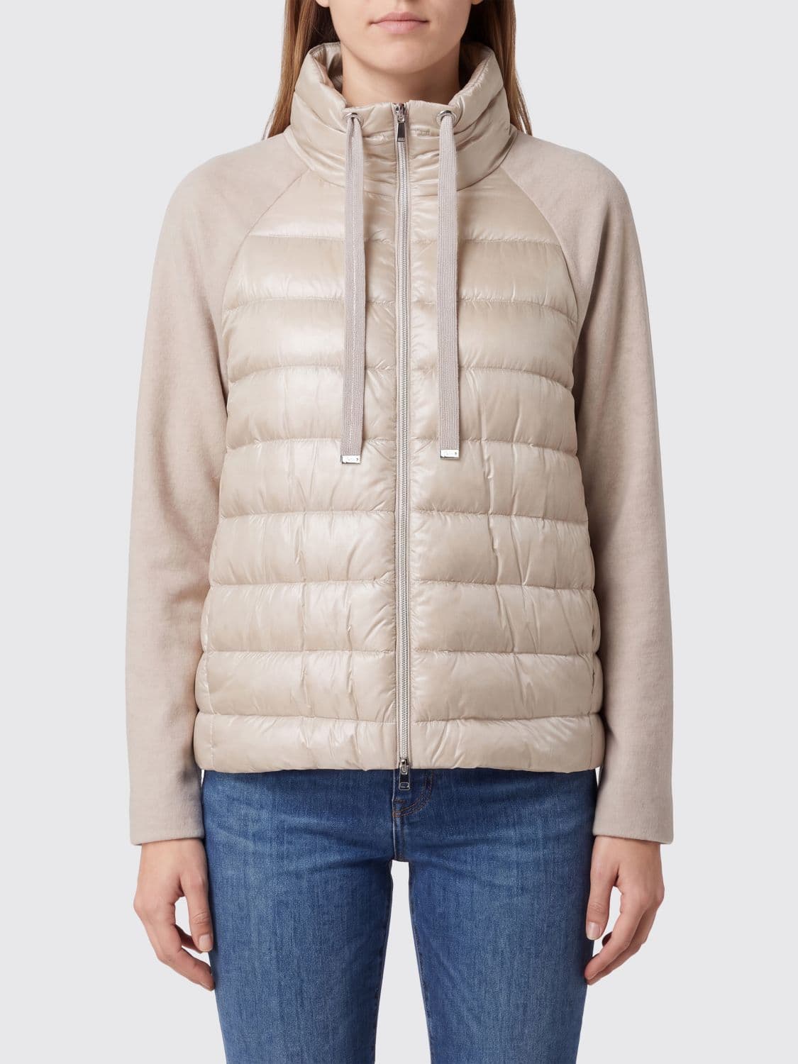 Herno Short Quilted Nylon Down Jacket with Funnel Neck