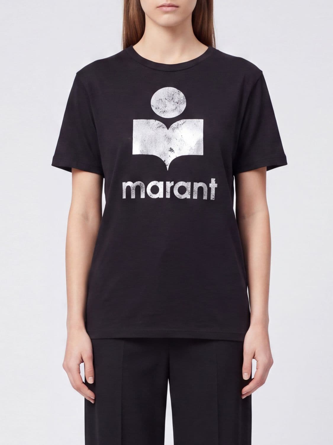 Isabel Marant Etoile Slim Fit Cotton T-shirt with Printed Logo