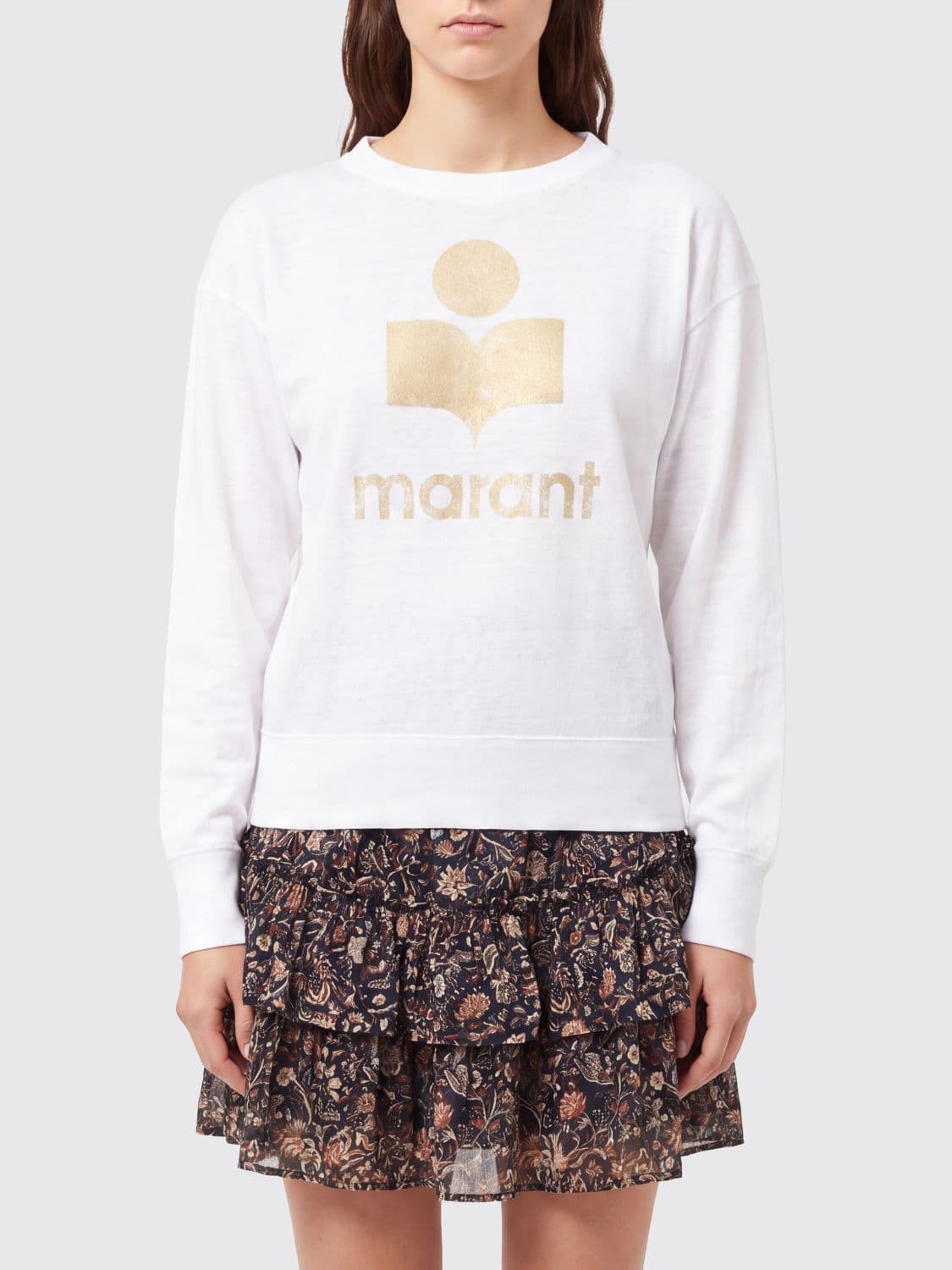 Isabel Marant Etoile Crewneck Cotton Sweatshirt with Contrast Logo Print