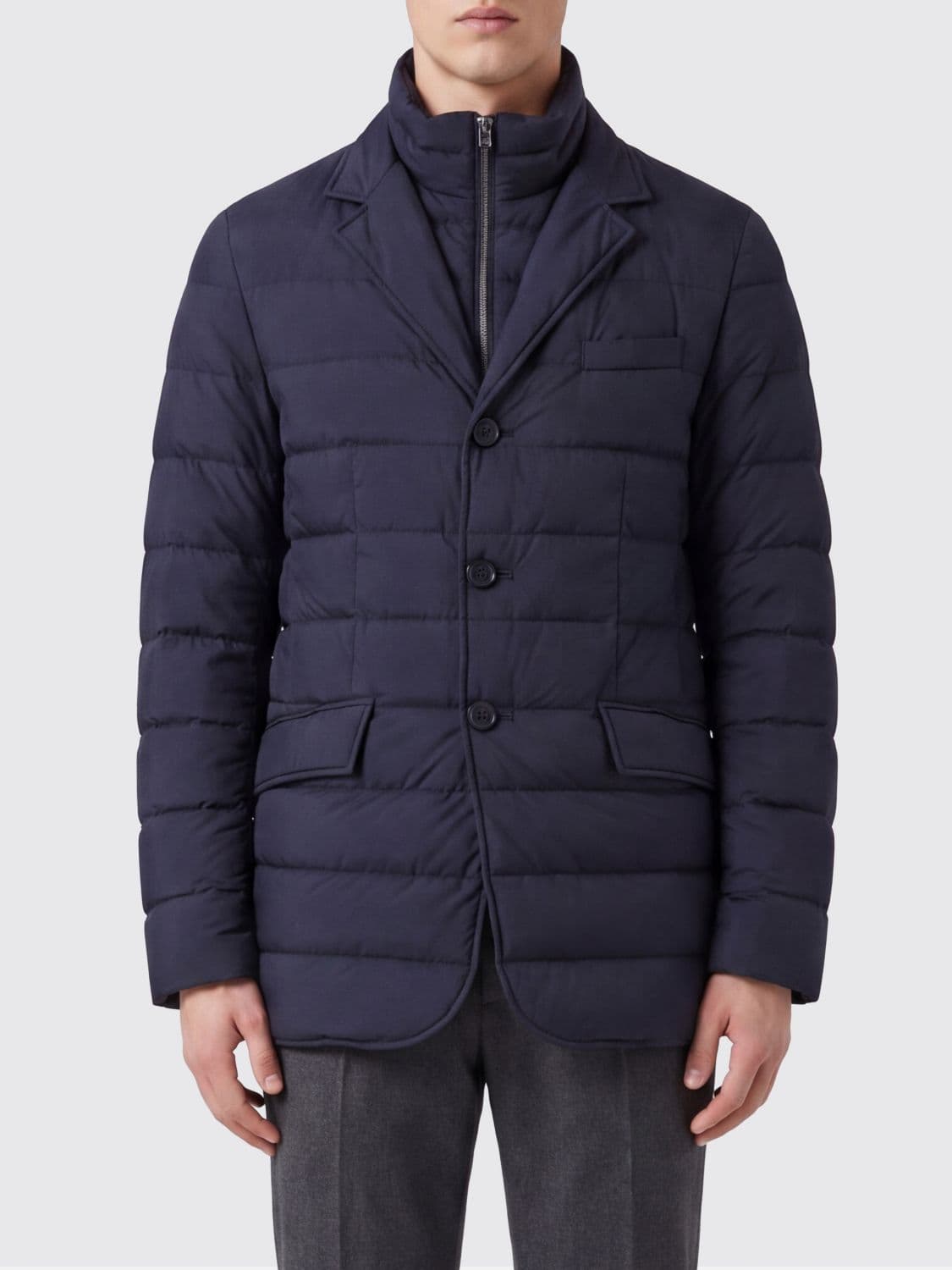 Herno Slim Fit Quilted Nylon Down Blazer with Bib