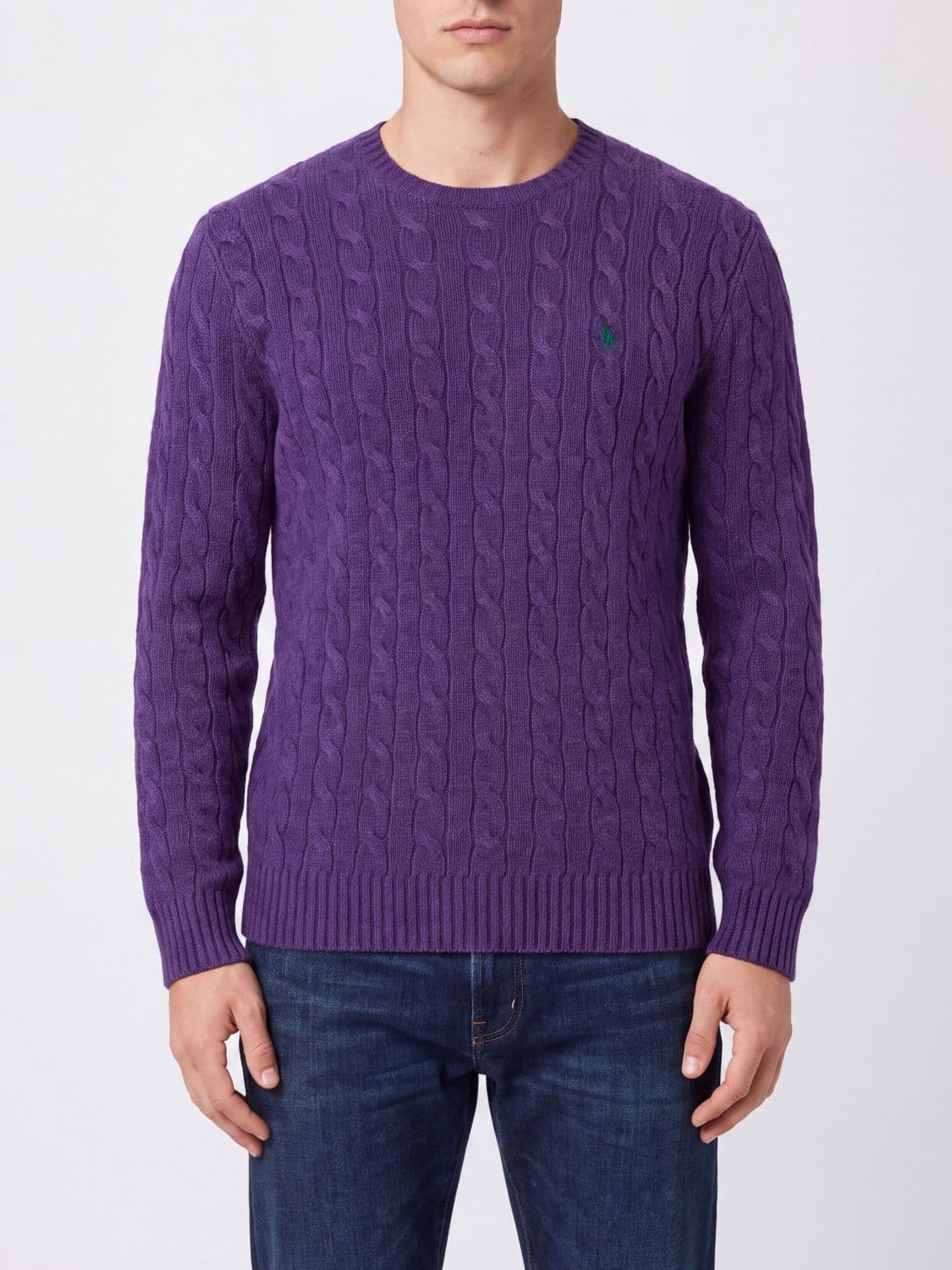 Polo Ralph Lauren Crewneck Jumper in Wool and Cashmere with Embroidered Pony Logo