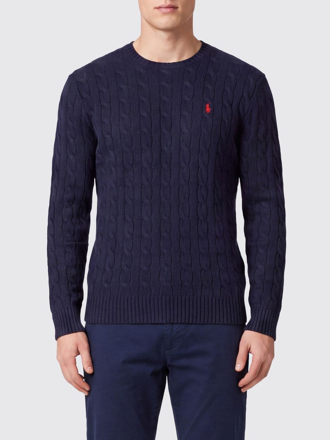 Polo Ralph Lauren Crewneck Jumper in Wool and Cashmere with Embroidered Pony Logo