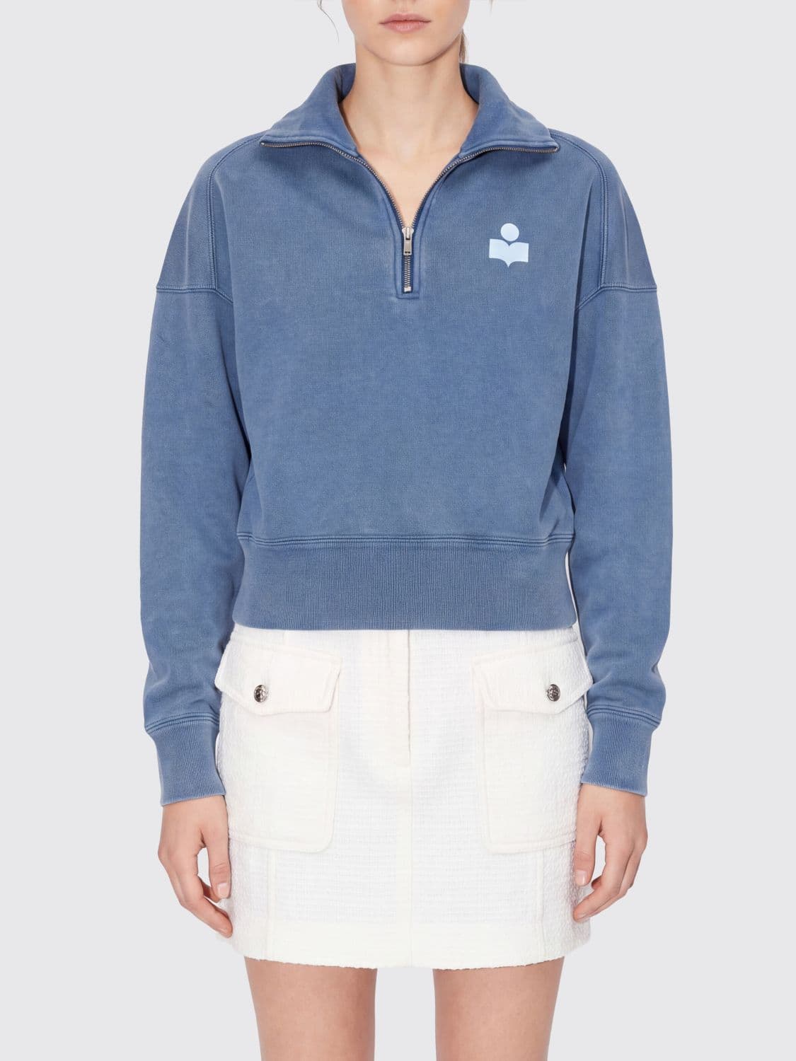 Isabel Marant Etoile High-Neck Sweatshirt in Cotton with Half-Zip