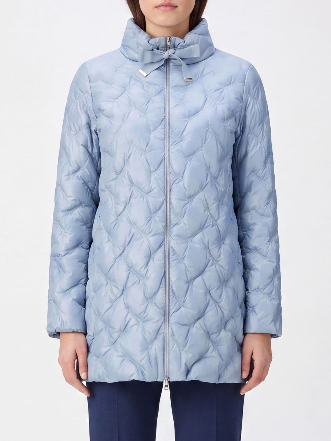 Herno Slim Fit Long Quilted Nylon Puffer Coat with High Neck and Zip