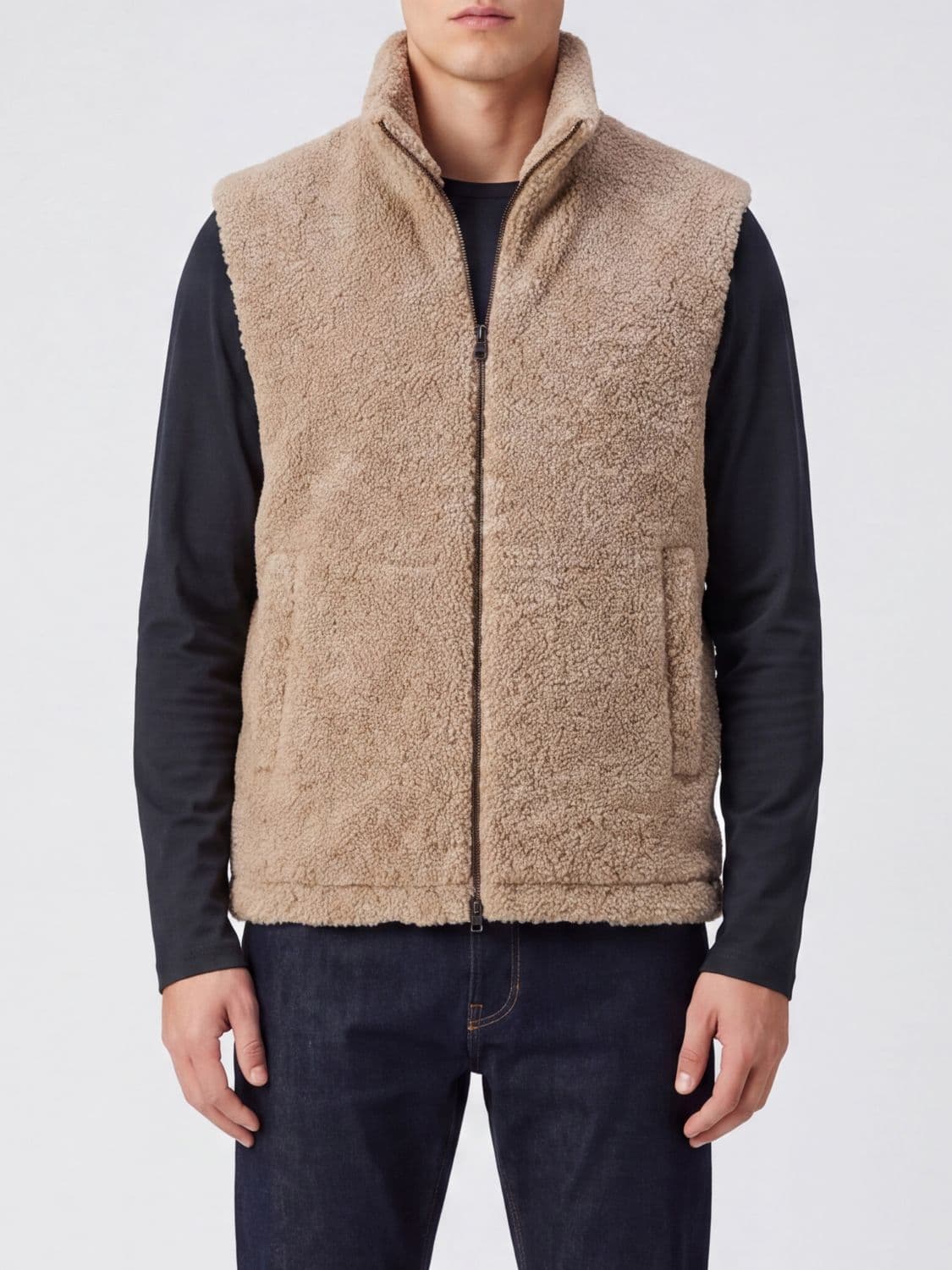 Herno Technical Fleece Gilet with a High Neck and Zip Closure