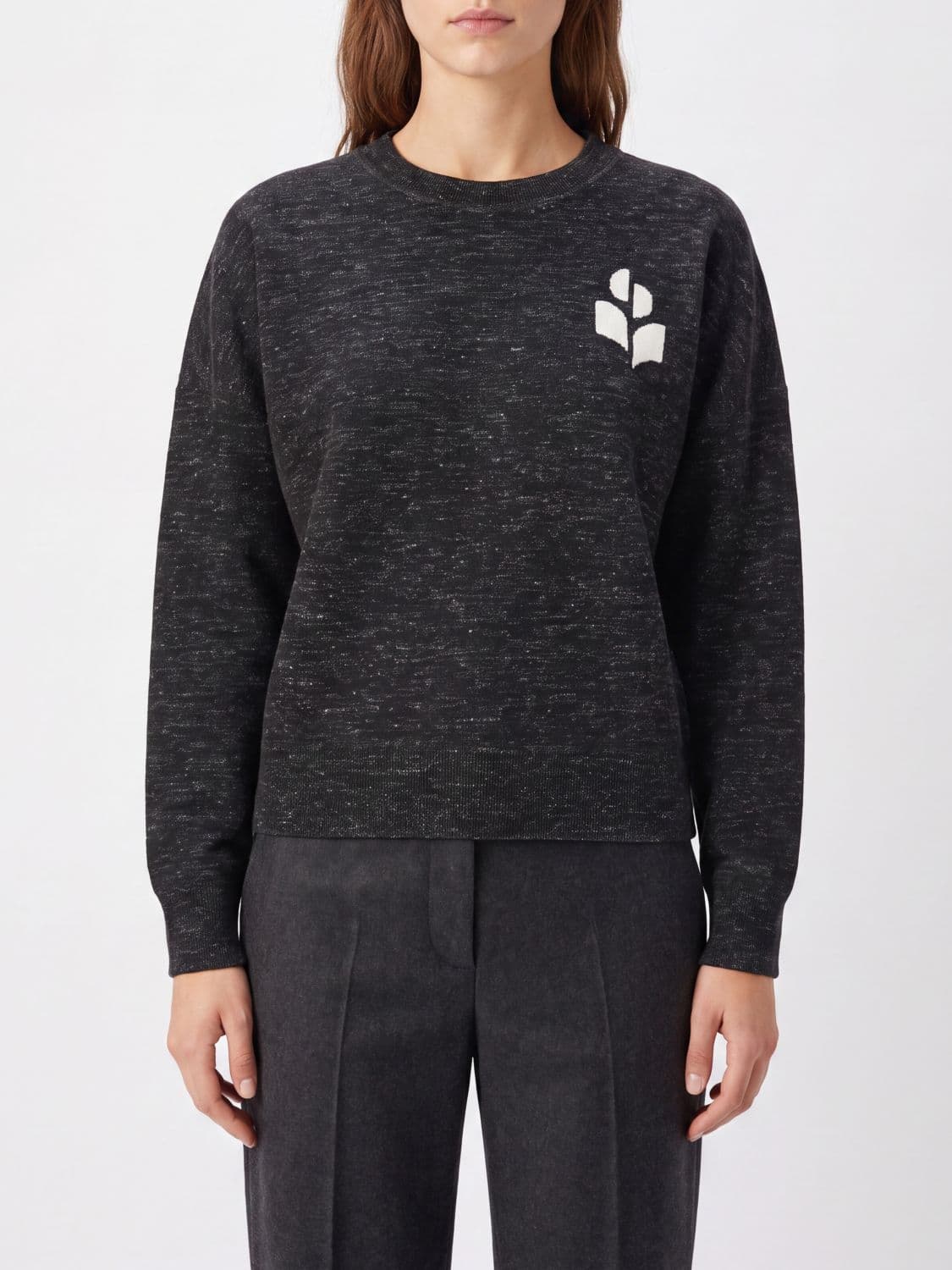 Isabel Marant Etoile Atlee Crewneck Jumper in Viscose Blend with Jacquard Logo