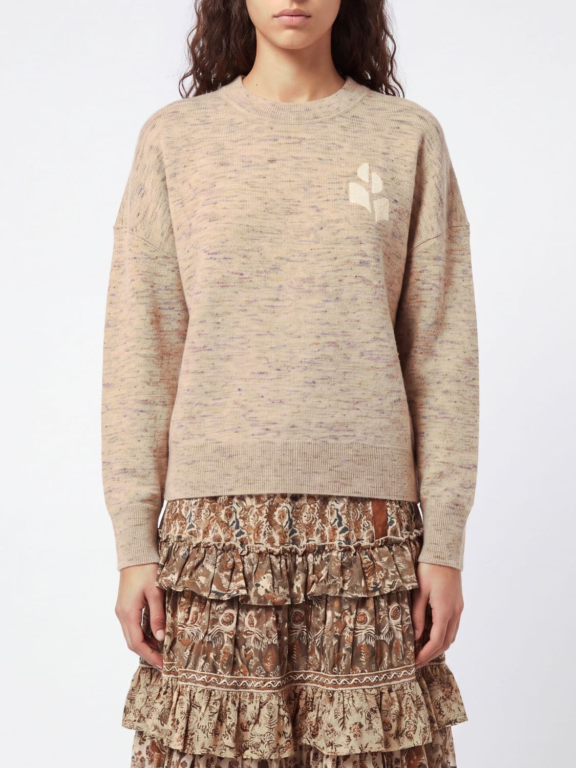 Isabel Marant Etoile Atlee Crewneck Jumper in Viscose Blend with Jacquard Logo