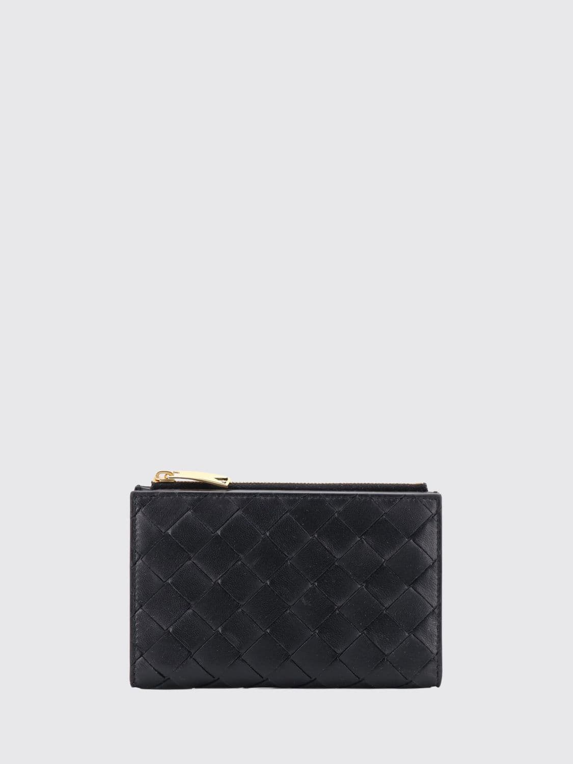 Bottega Veneta Bifold Woven Calfskin Wallet with Card Slots and Zip Pocket