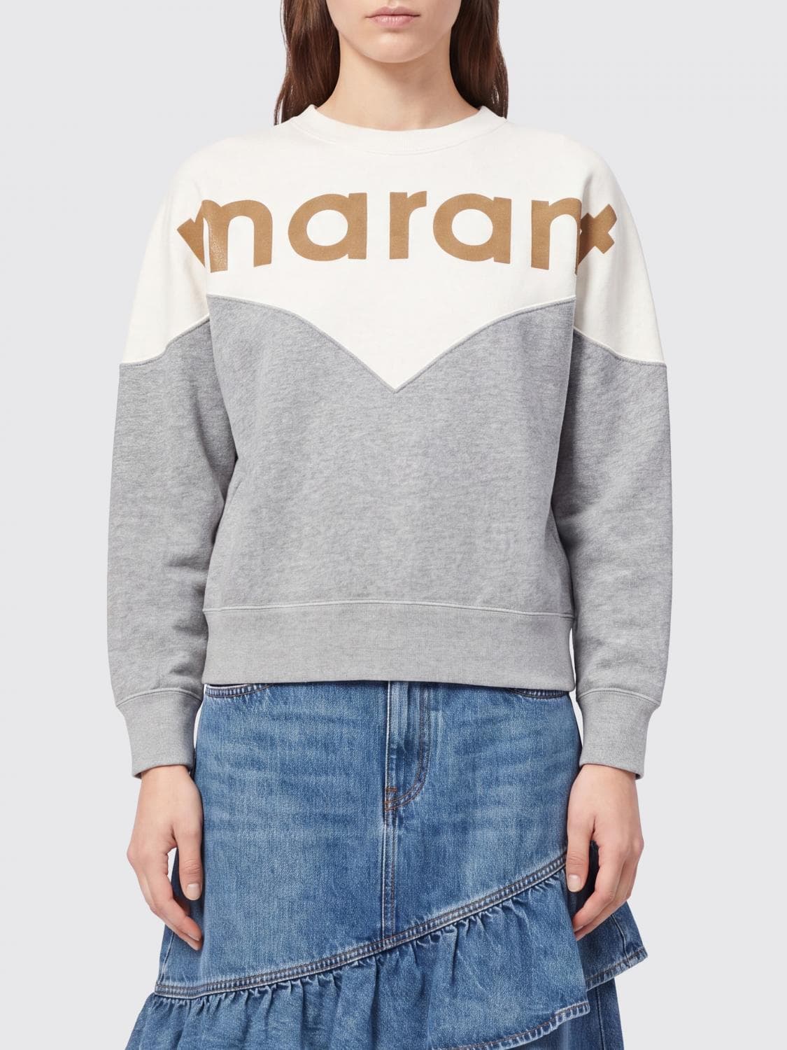 Isabel Marant Etoile Relaxed Fit Crewneck Cotton Sweatshirt with Logo