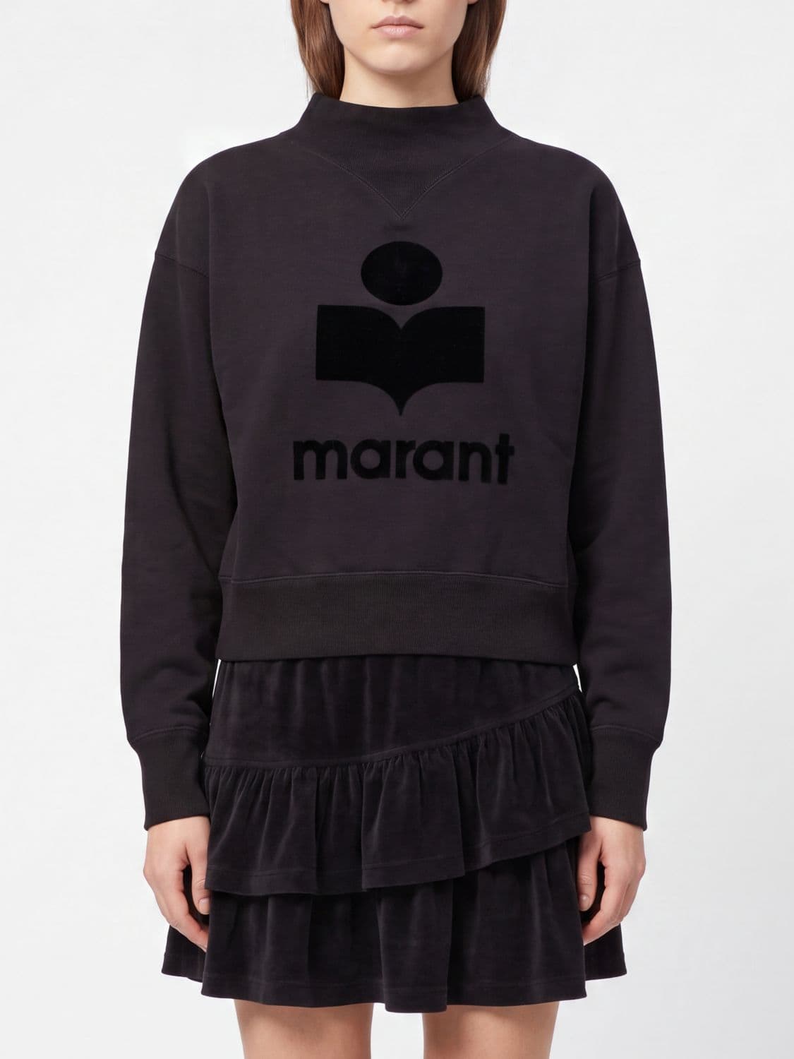 Isabel Marant Etoile Crewneck Cotton Sweatshirt with Contrast Lettering Logo