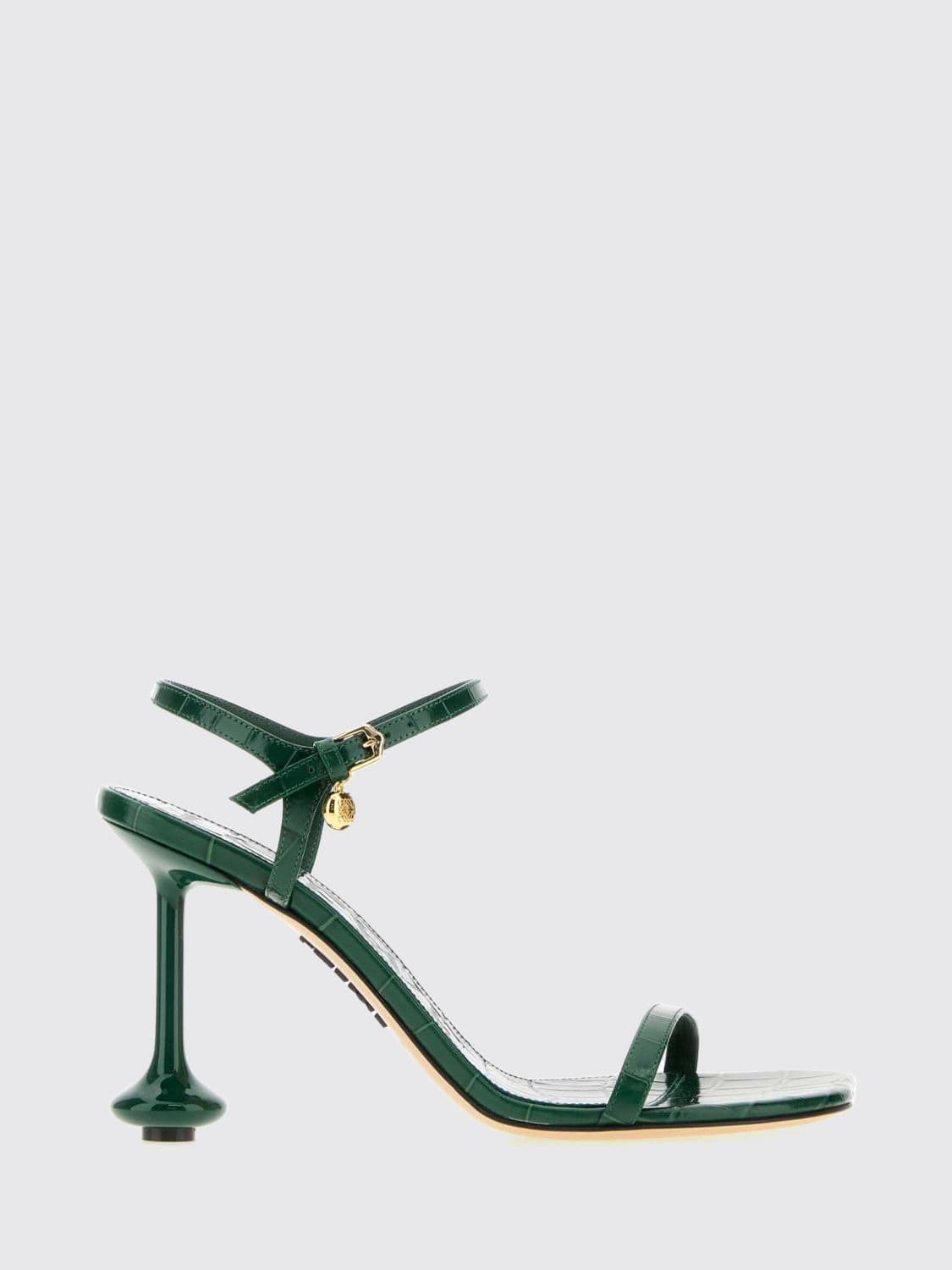 Loewe Toy Crocodile-Embossed Calfskin Sandals with Sculptural Heel