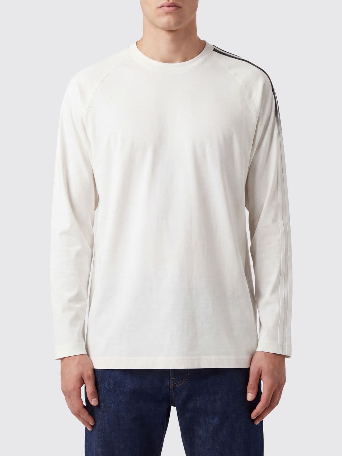 Y-3 Long-Sleeved Cotton T-Shirt with Relaxed Fit and Crew Neck