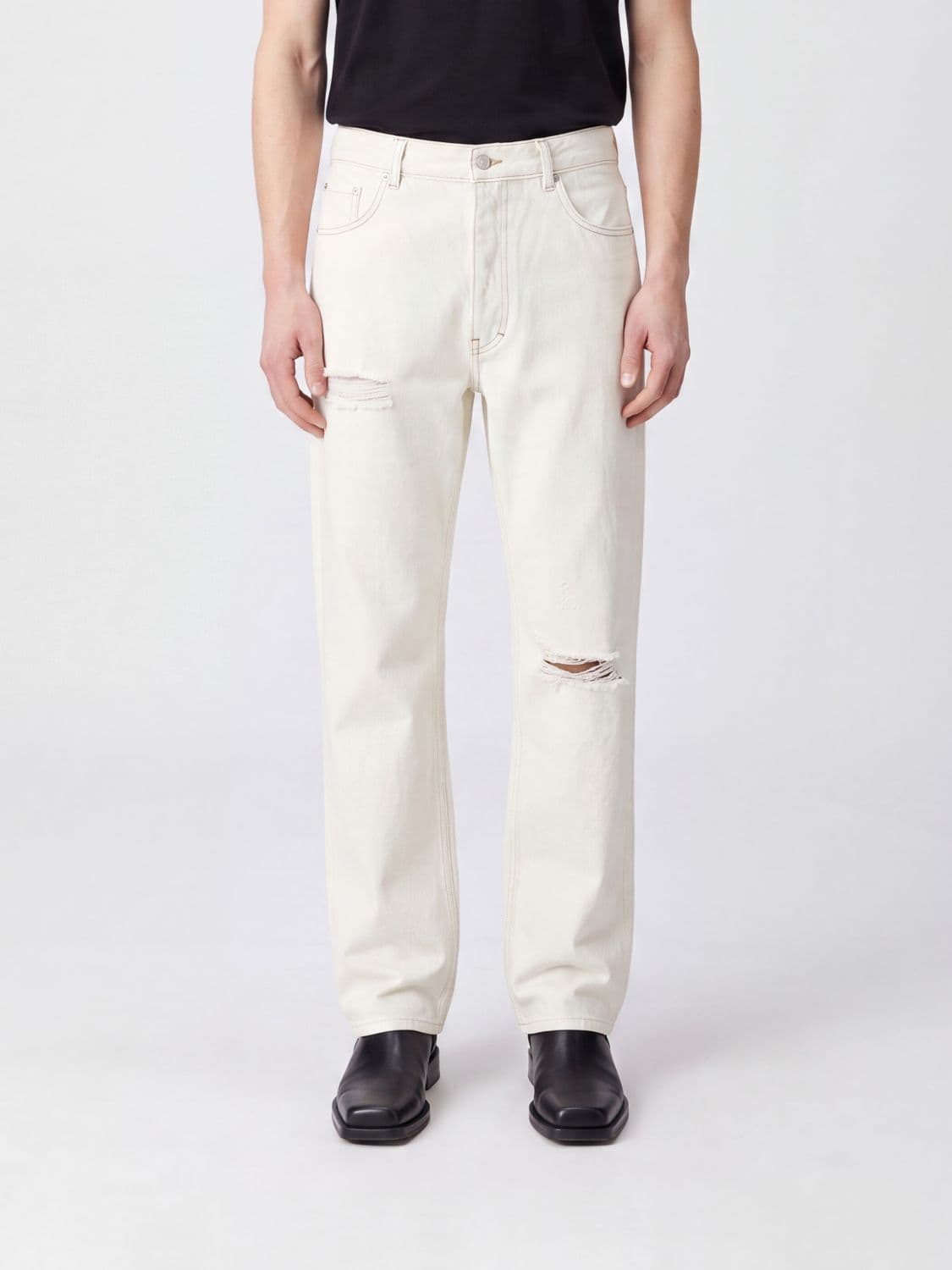 Represent Heaton Straight Fit Distressed Stretch Denim Jeans
