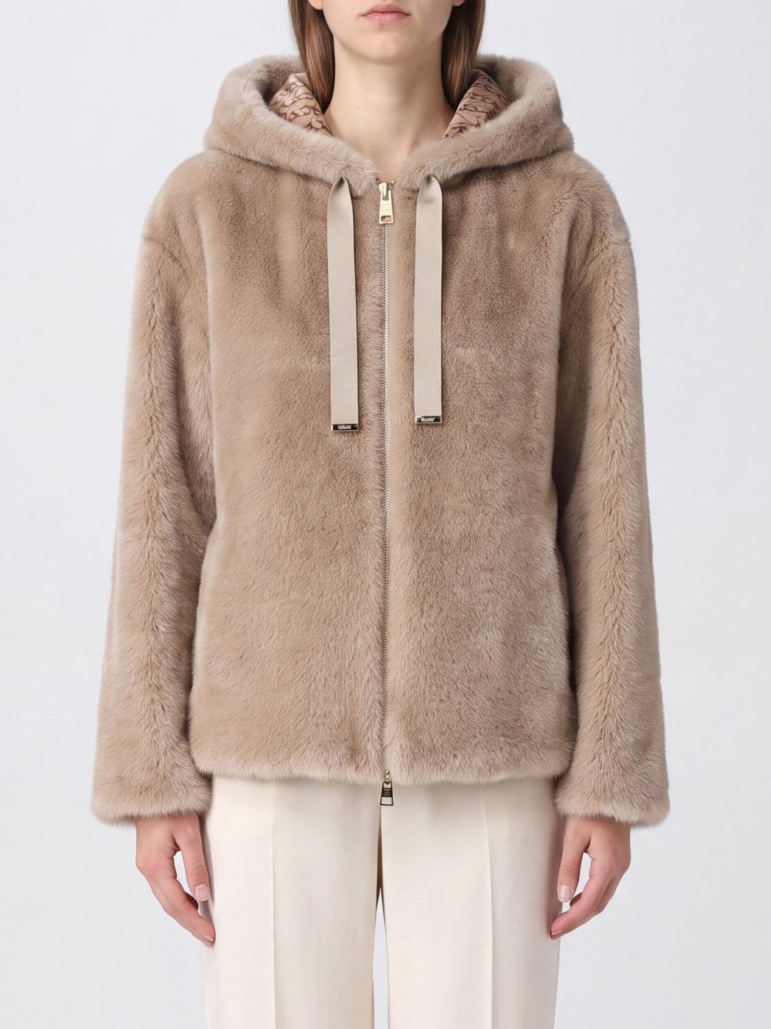 Herno Hooded Faux-Fur Jacket with Zip Closure