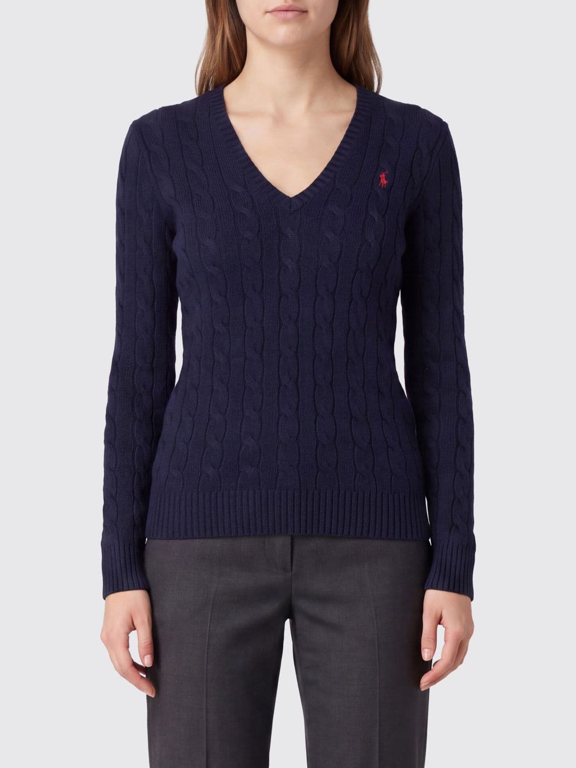 Polo Ralph Lauren Slim Fit V-Neck Wool Jumper with Embroidered Pony Logo