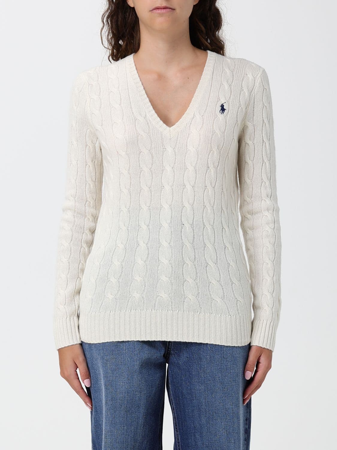 Polo Ralph Lauren Slim Fit V-Neck Wool Jumper with Embroidered Pony Logo · XS