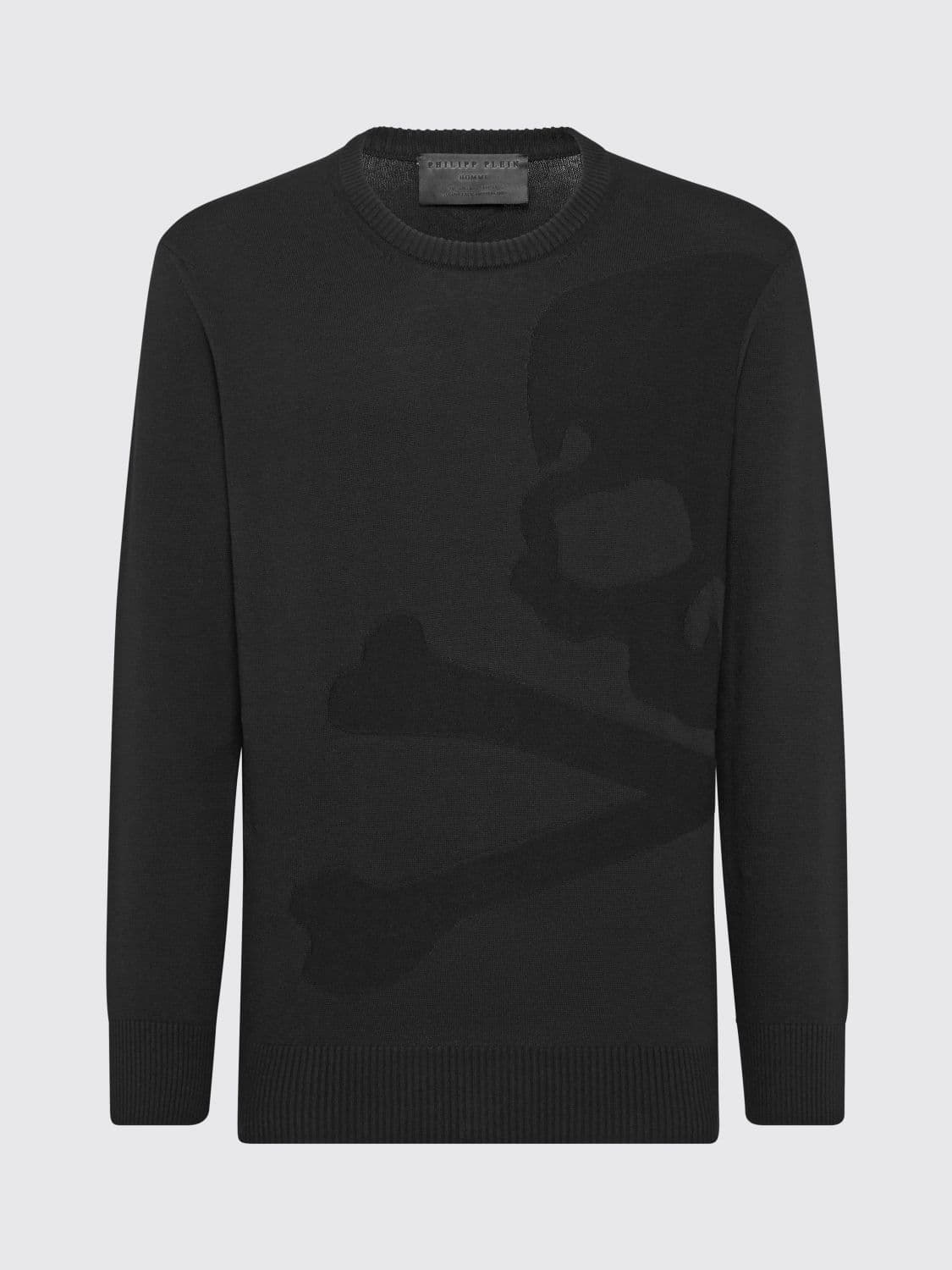 Philipp Plein Skull Print Wool and Cotton Crewneck Jumper for a Rock-Inspired Look