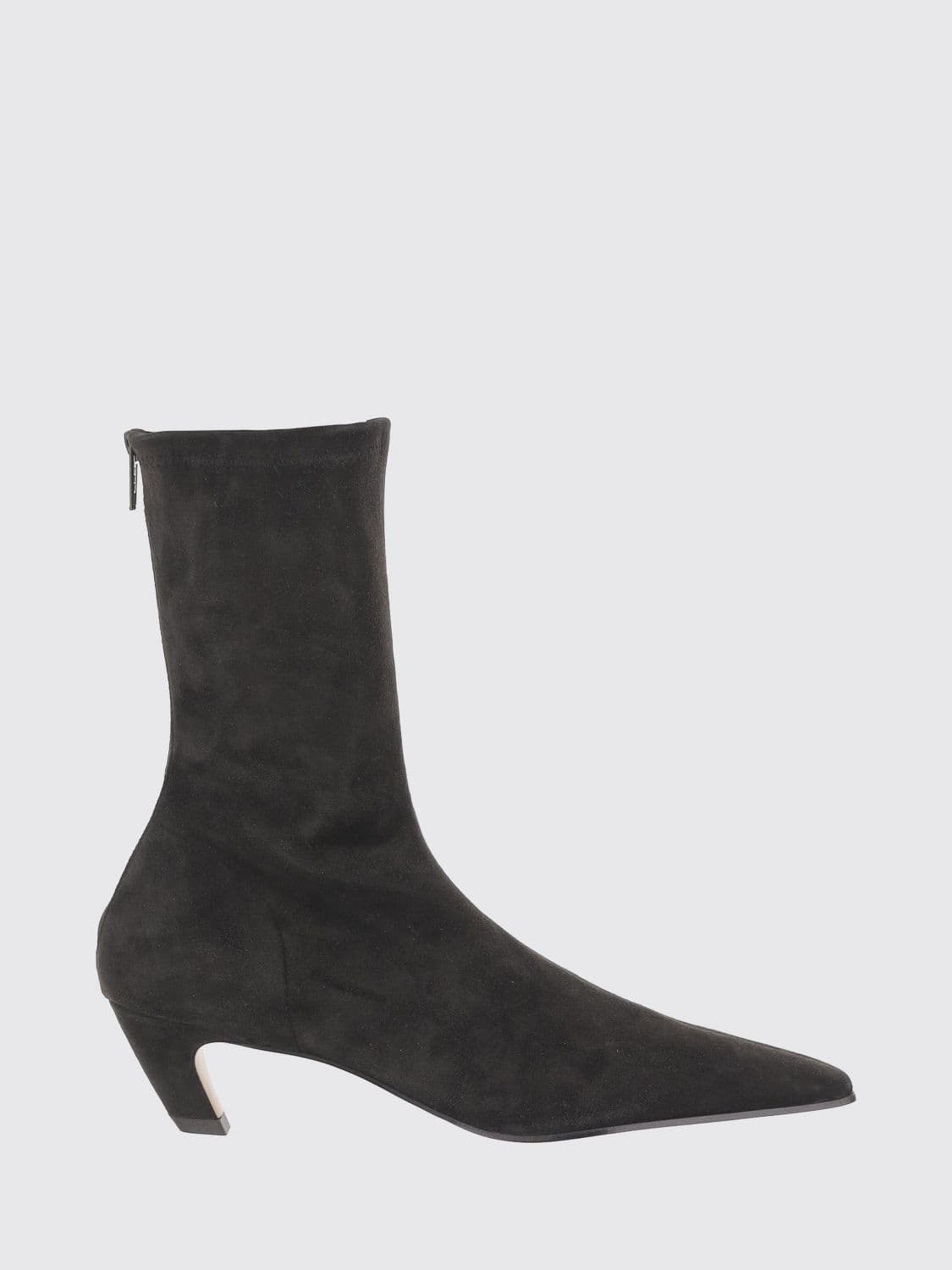 Khaite Arizona Suede Ankle Boots with Low Stiletto Heel
