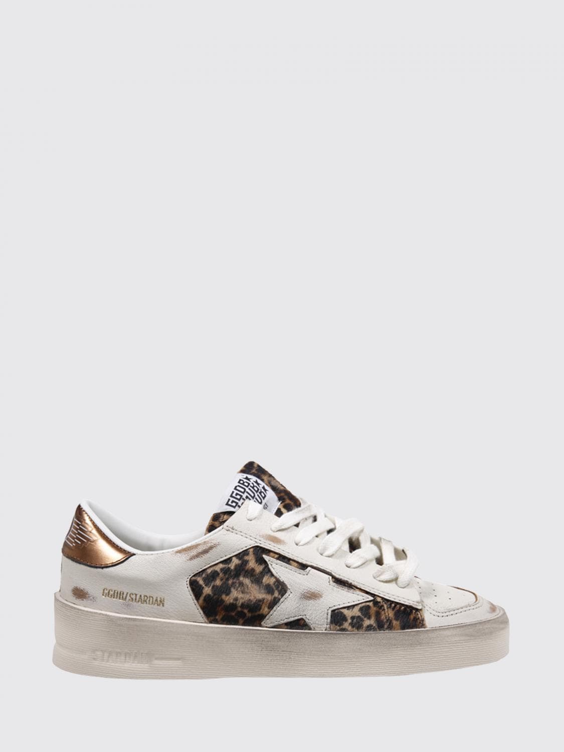 Golden Goose Stardan Animal Print Leather Sneakers with a Worn-Out Effect
