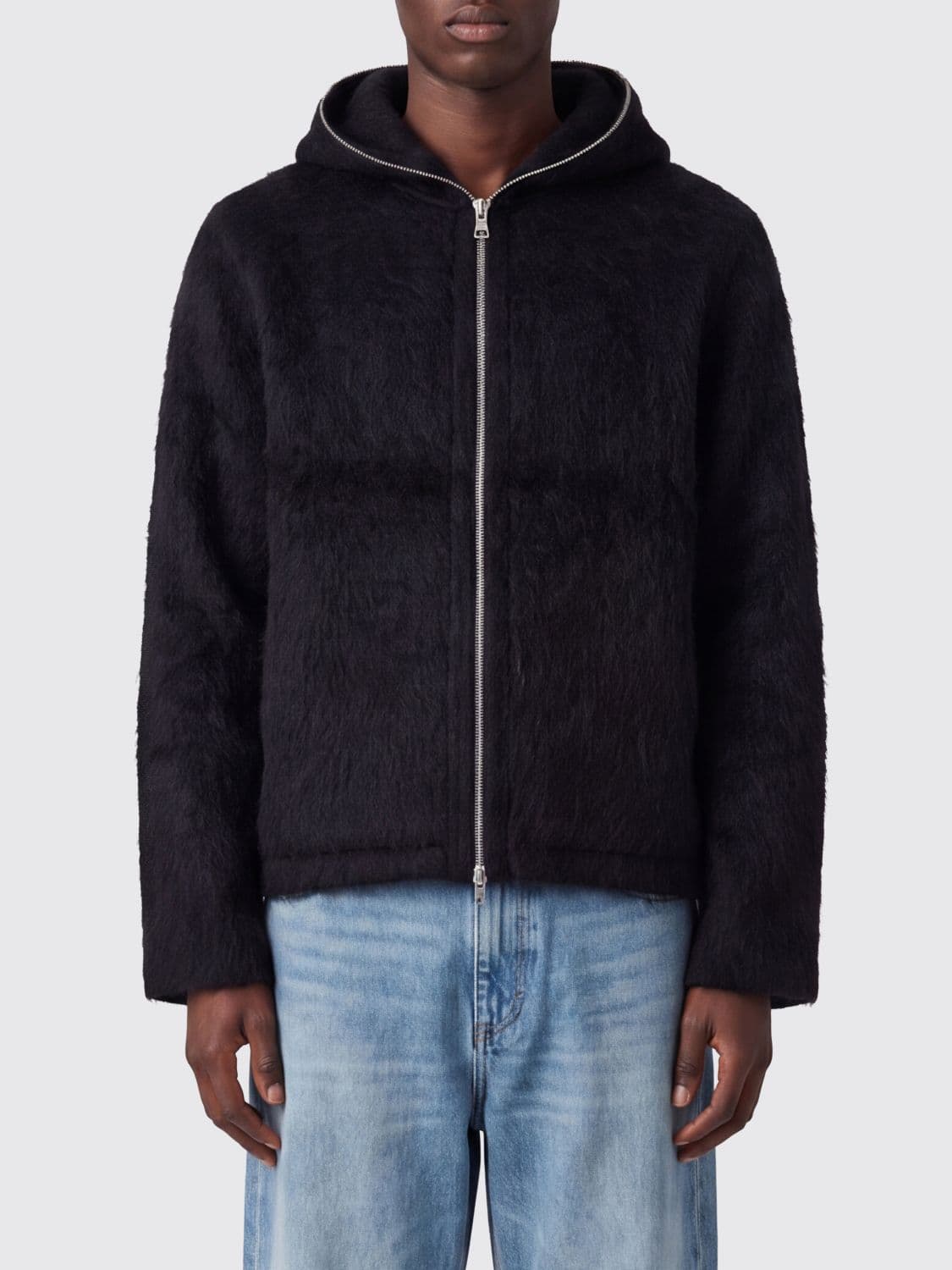 Our Legacy Short Hooded Zip-Up Coat in Wool and Alpaca Blend
