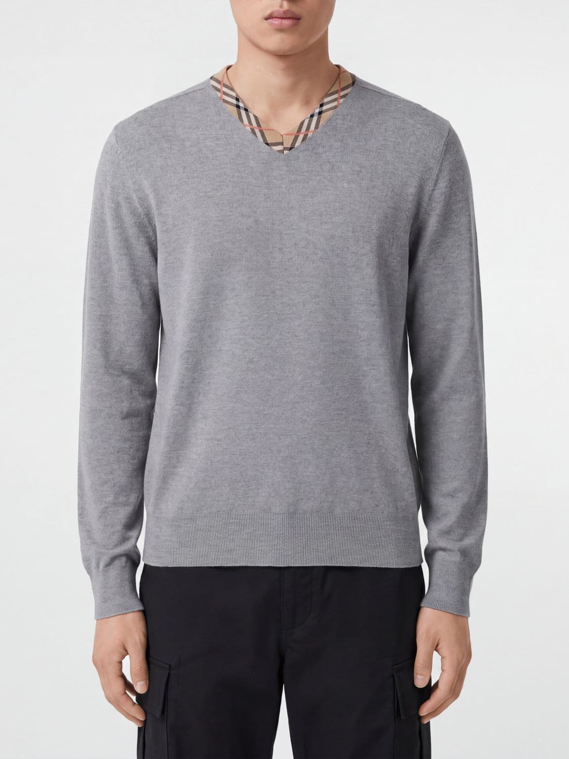 Burberry Vintage Check Pure Wool V-Neck Jumper
