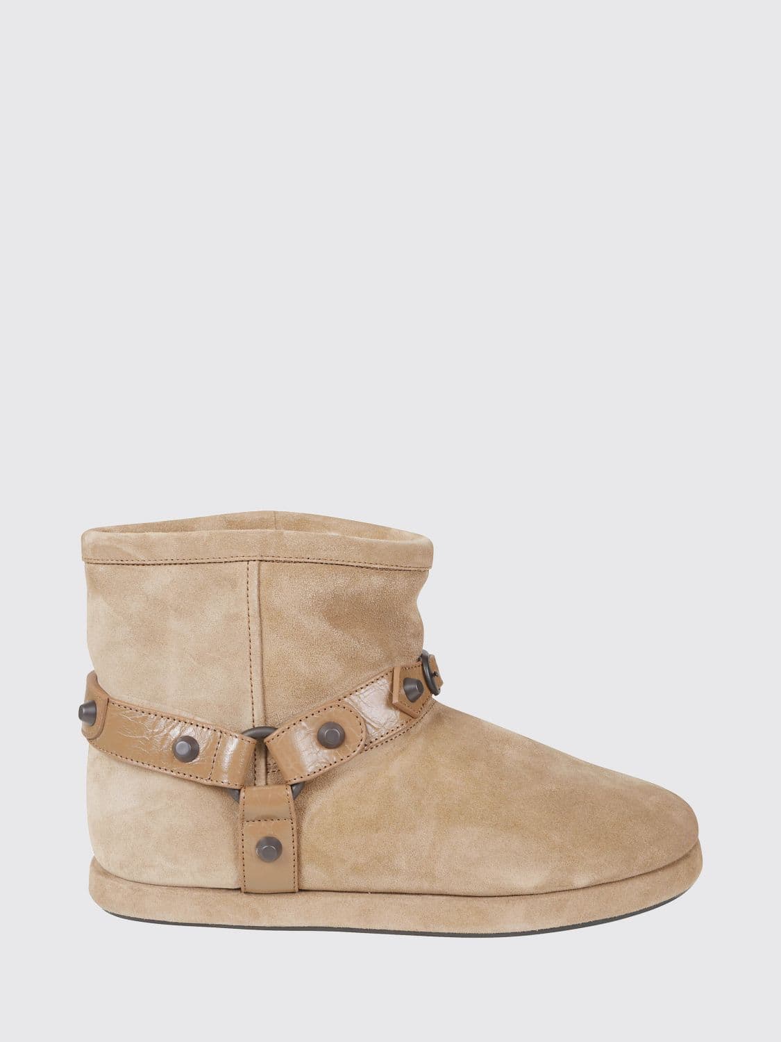 Balenciaga Alaska Suede Ankle Boots with Studs and Shearling Lining