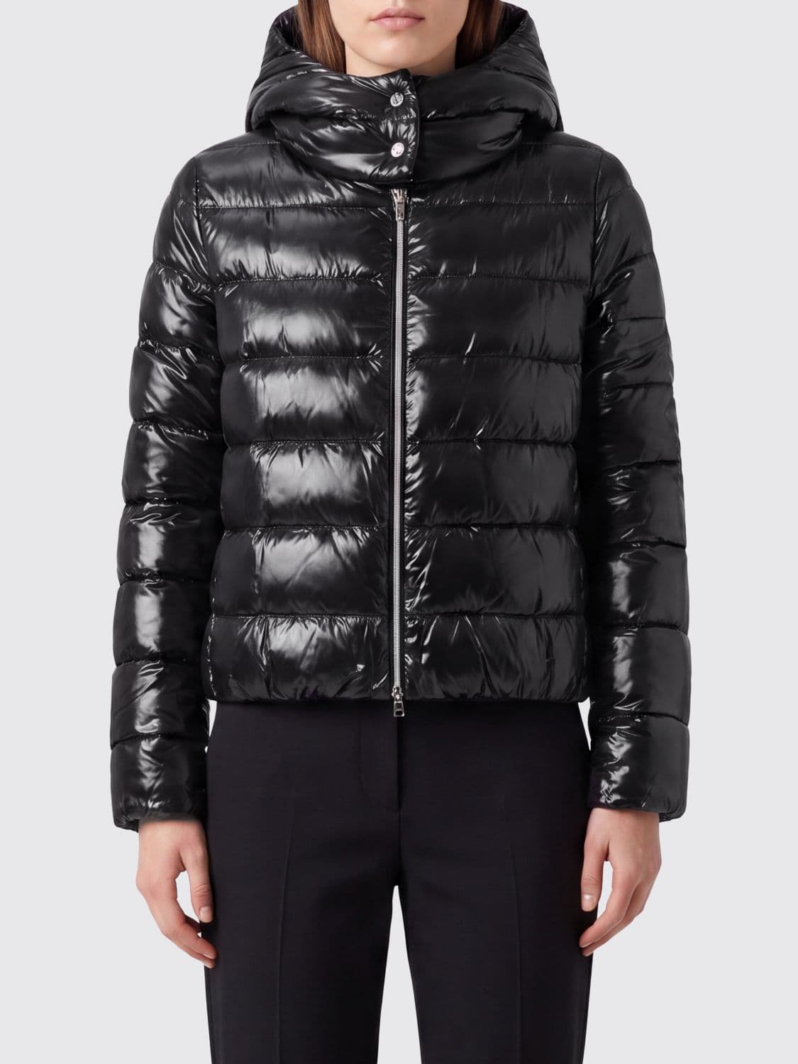 Herno Short Water-Repellent Quilted Nylon Down Jacket with Hood