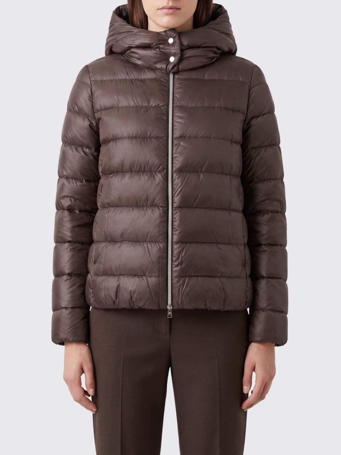 Herno Short Water-Repellent Quilted Nylon Down Jacket with Hood