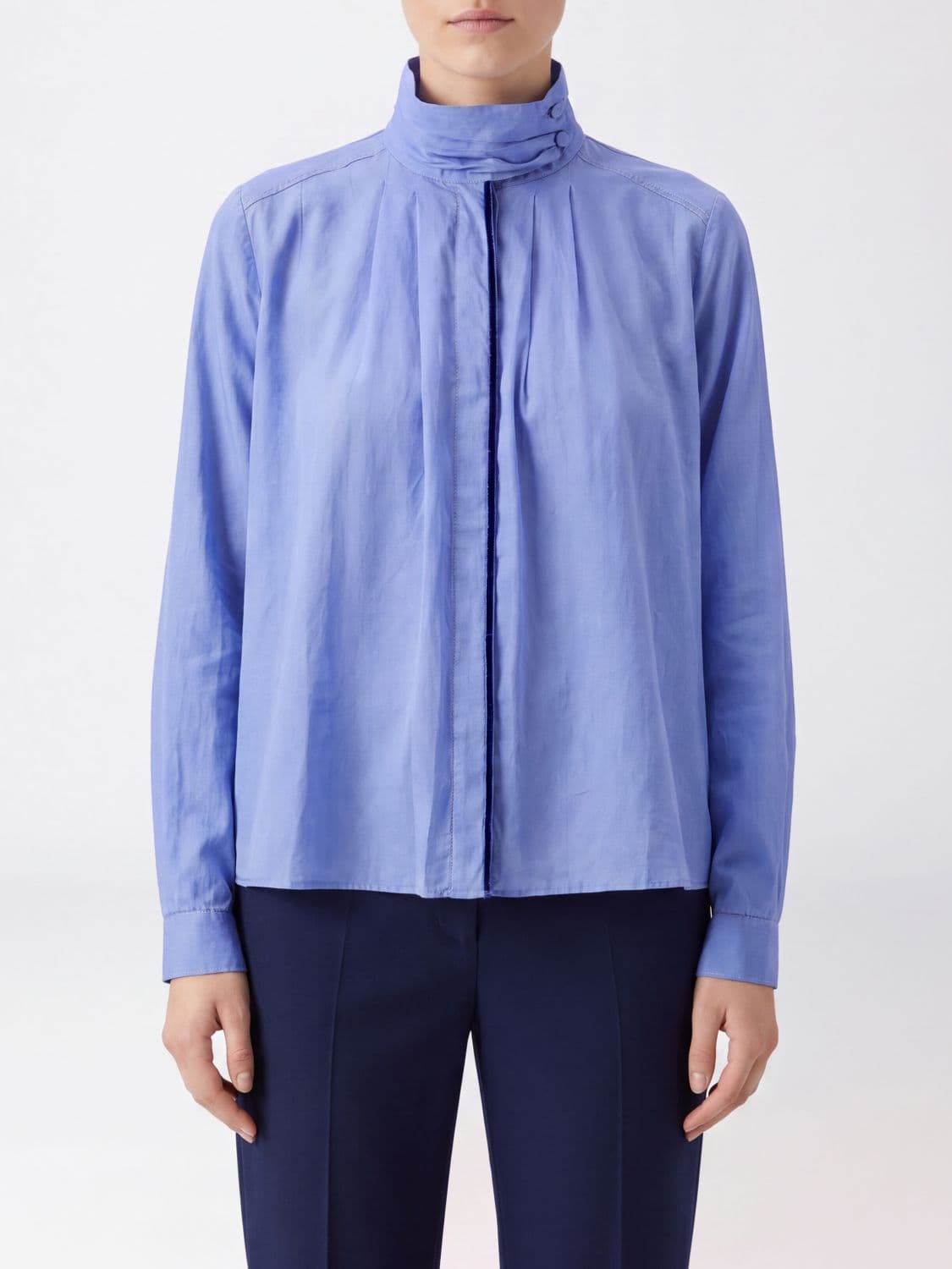 Forte Forte Cotton and Silk Blend High-Neck Long-Sleeved Shirt