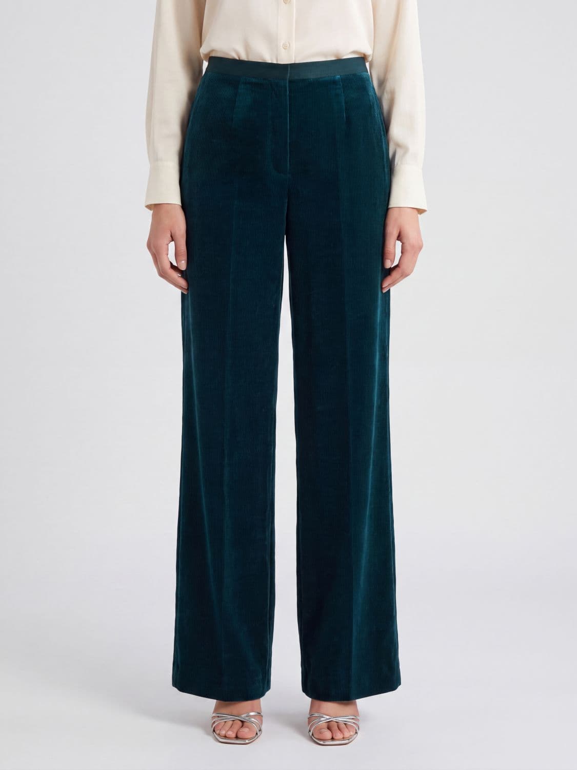 Forte Forte Wide-Leg Corduroy Velvet Trousers with Concealed Fastening