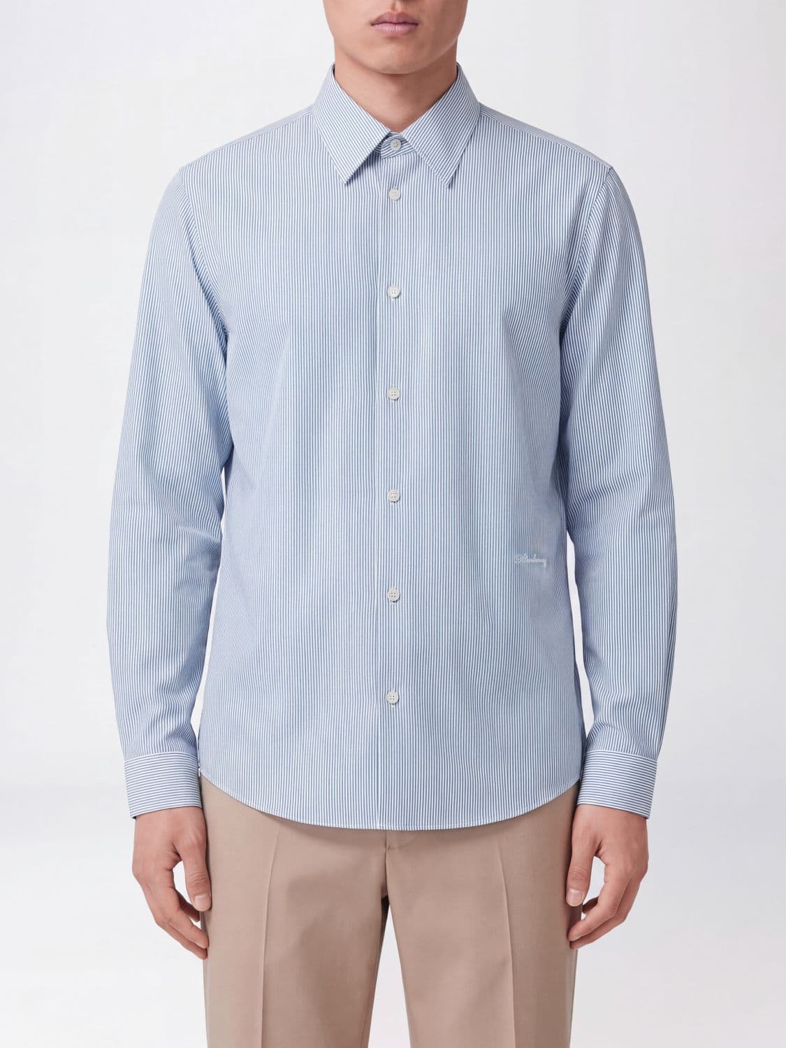Burberry Striped Cotton Long-Sleeved French Collar Shirt