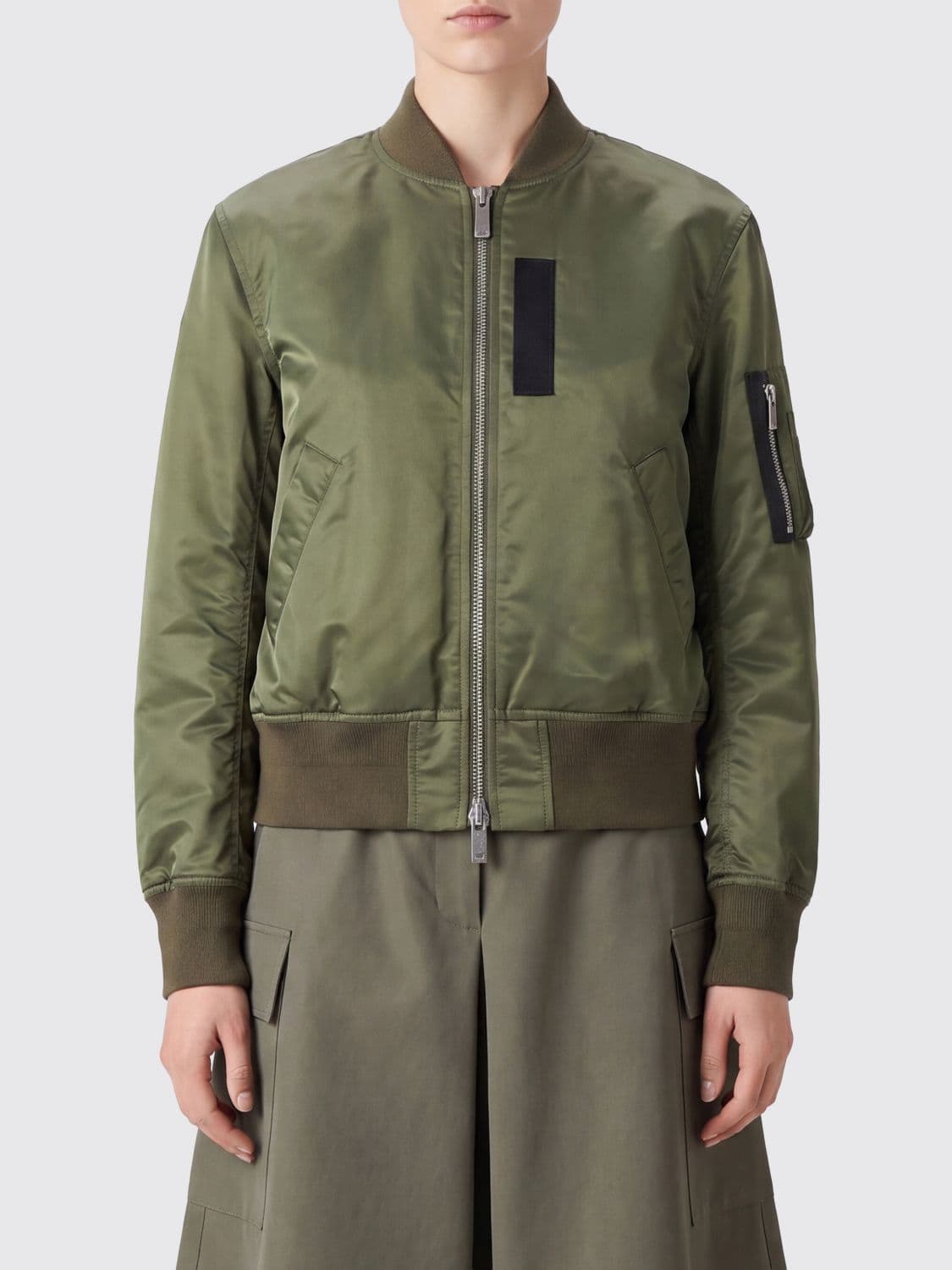 Sacai Nylon Bomber Jacket with Classic Collar and Elasticated Hem