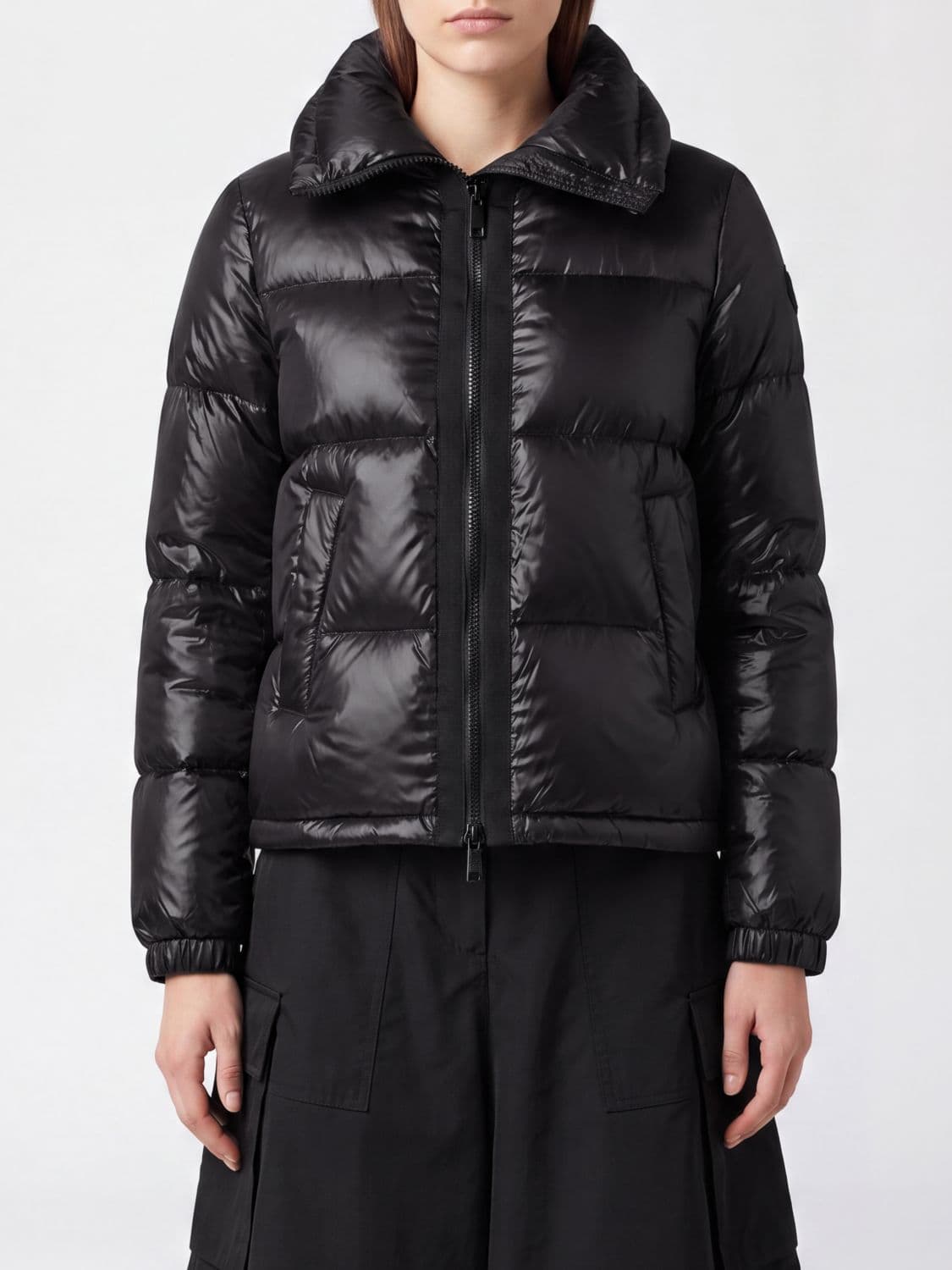 Sacai Short Waterproof Technical Nylon Down Jacket with High Neck
