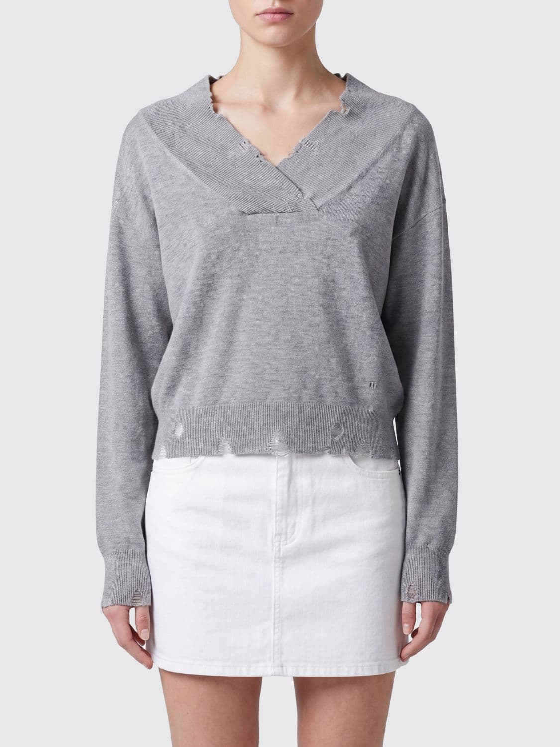 Stella Mccartney Relaxed Fit Distressed Virgin Wool V-Neck Jumper