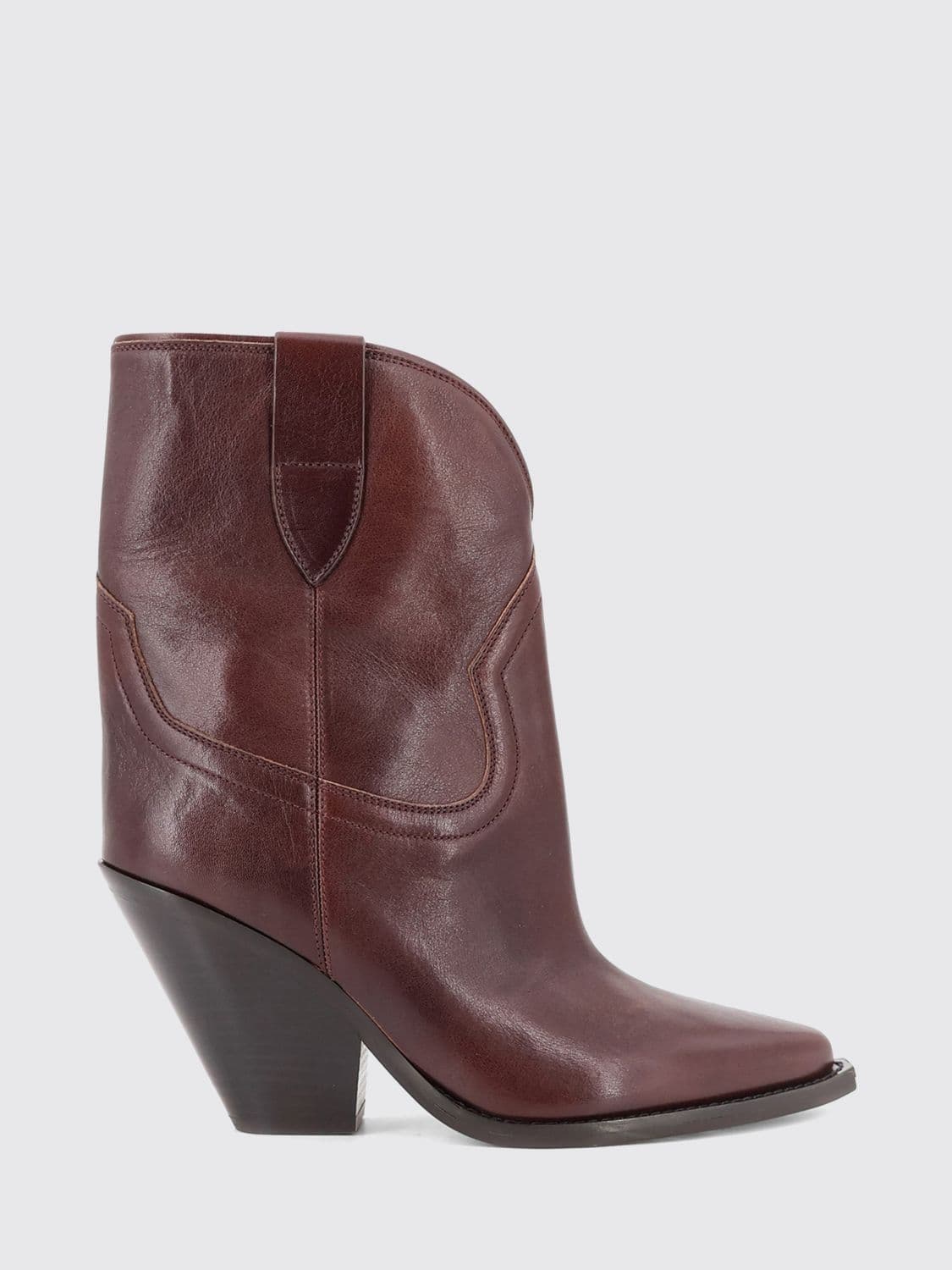Isabel Marant Leyane Leather Western Boots with Flared High Heel