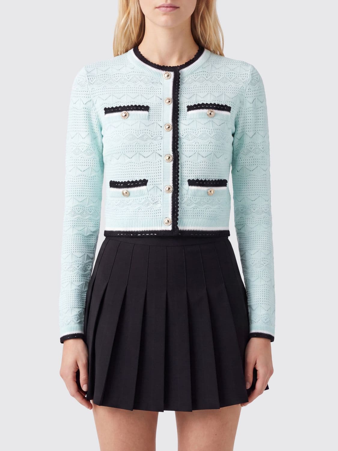 Self-Portrait Button-Front Pointelle-Knit Cotton Cardigan