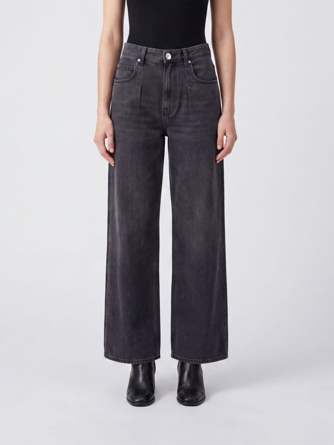 Isabel Marant Rodayna High-Waisted Wide-Leg Jeans in Denim