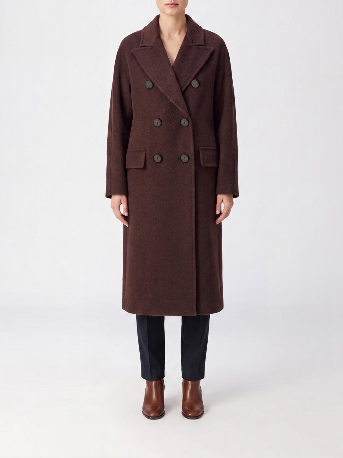 Max Mara Angus Long Double-Breasted Coat in Cashmere and Alpaca