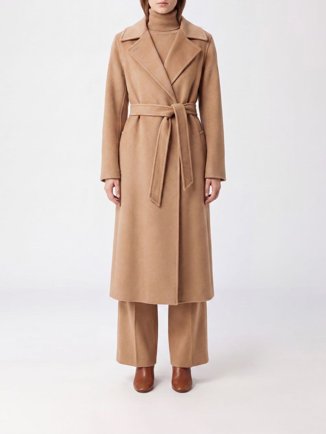 Max Mara Long Robe Coat in 100% Cashmere with Belt