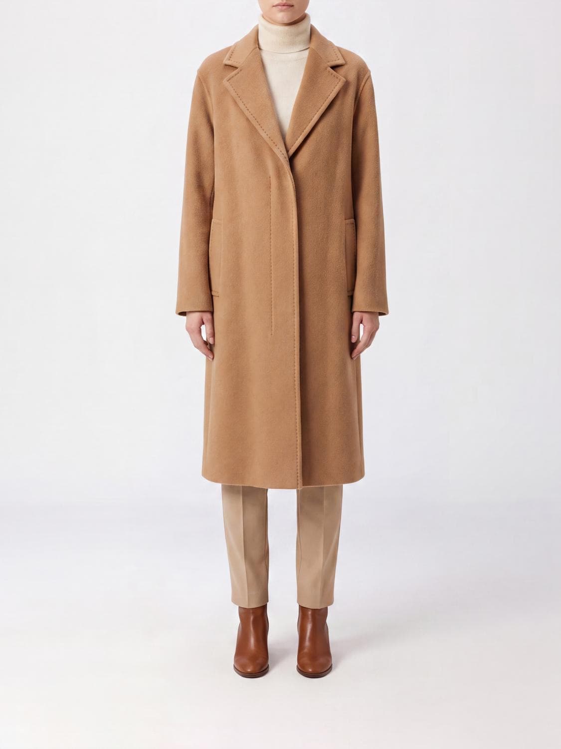 Max Mara Ardenne Single-Breasted Long 100% Cashmere Coat · 40