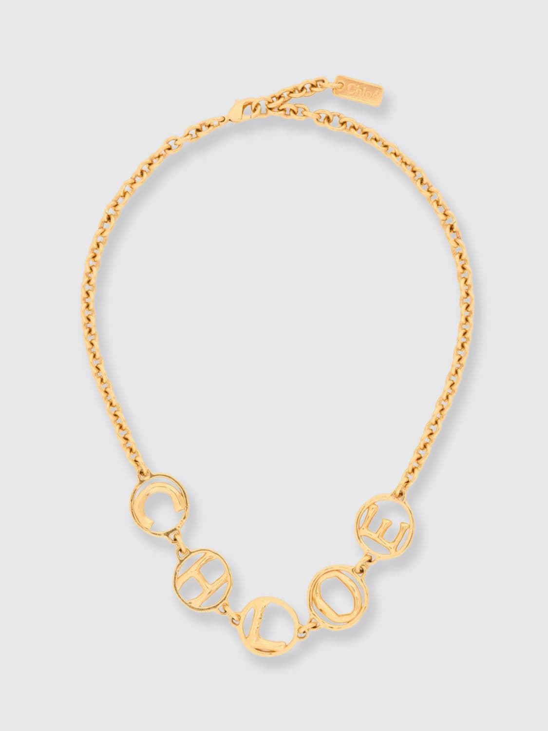 Chloé Script Choker Necklace in Gold-Plated Brass with Lettering Logo