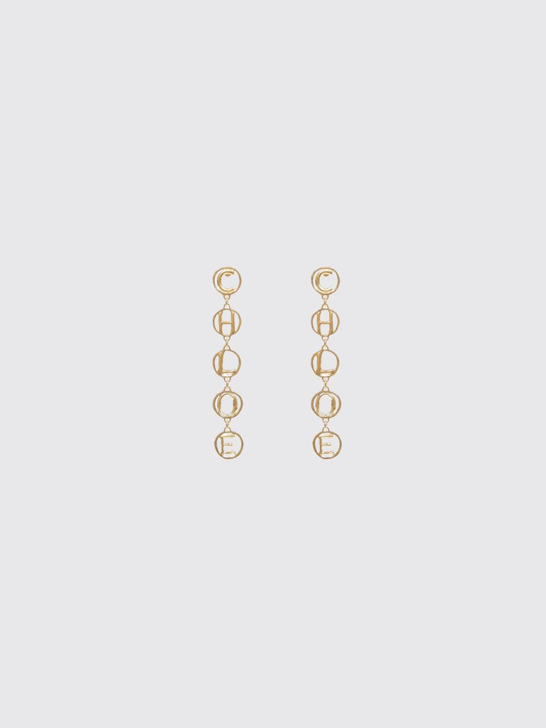 Chloé Script Drop Earrings in Gold-Finish Brass with Lettering Logo