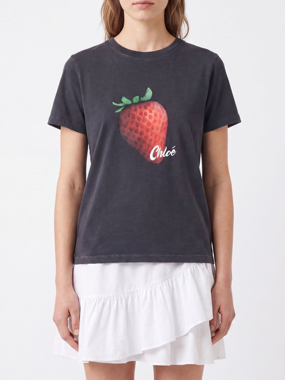 Chloé Slim Fit Fruit & Logo Print Cotton T-Shirt