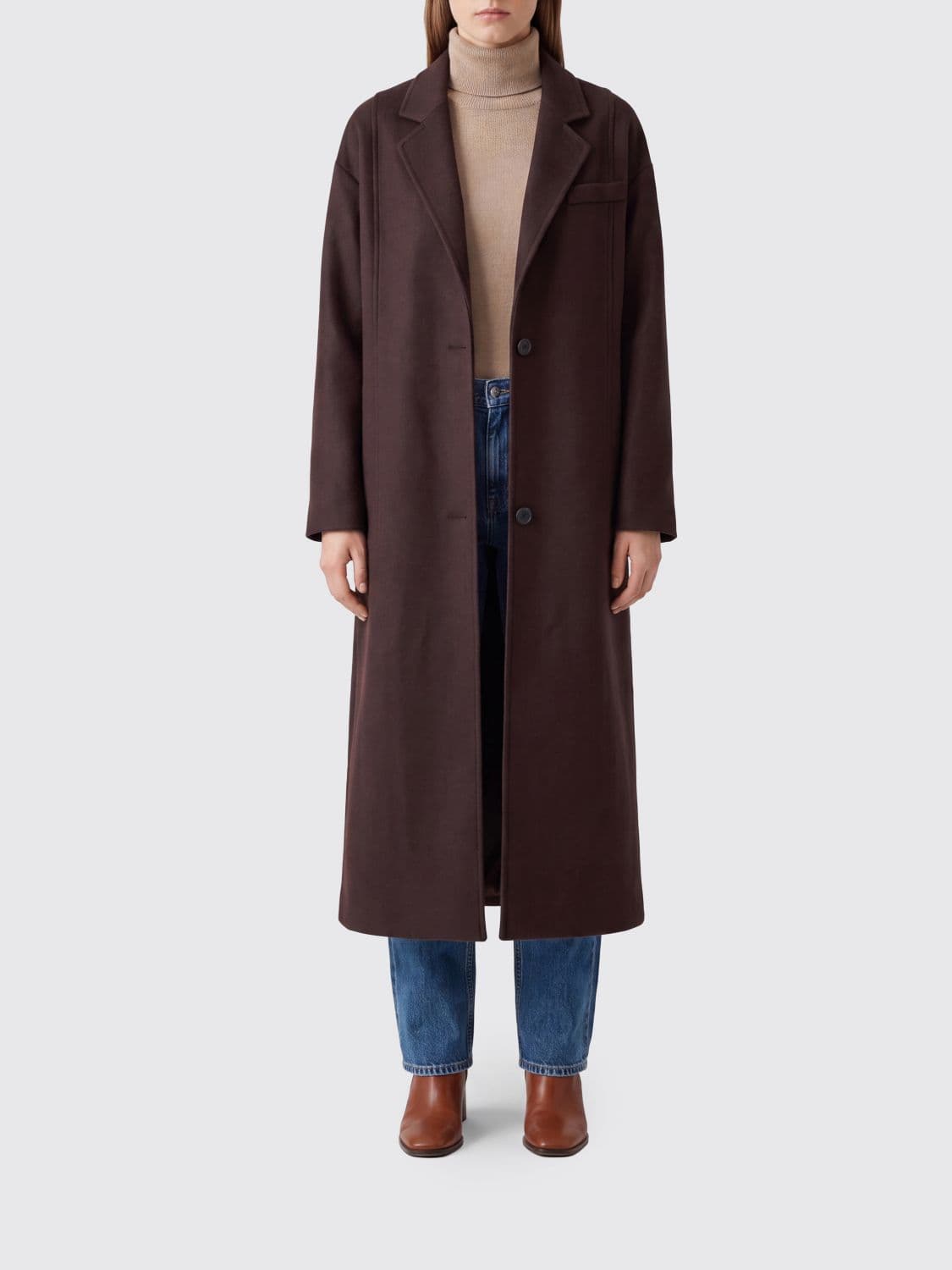 Victoria Victoria Beckham Single-Breasted Long Virgin Wool Blend Coat