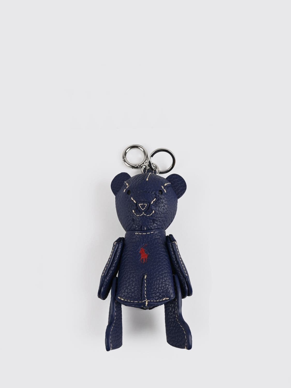 Polo Ralph Lauren Bear-Shaped Grained Leather Keychain with Pony Logo