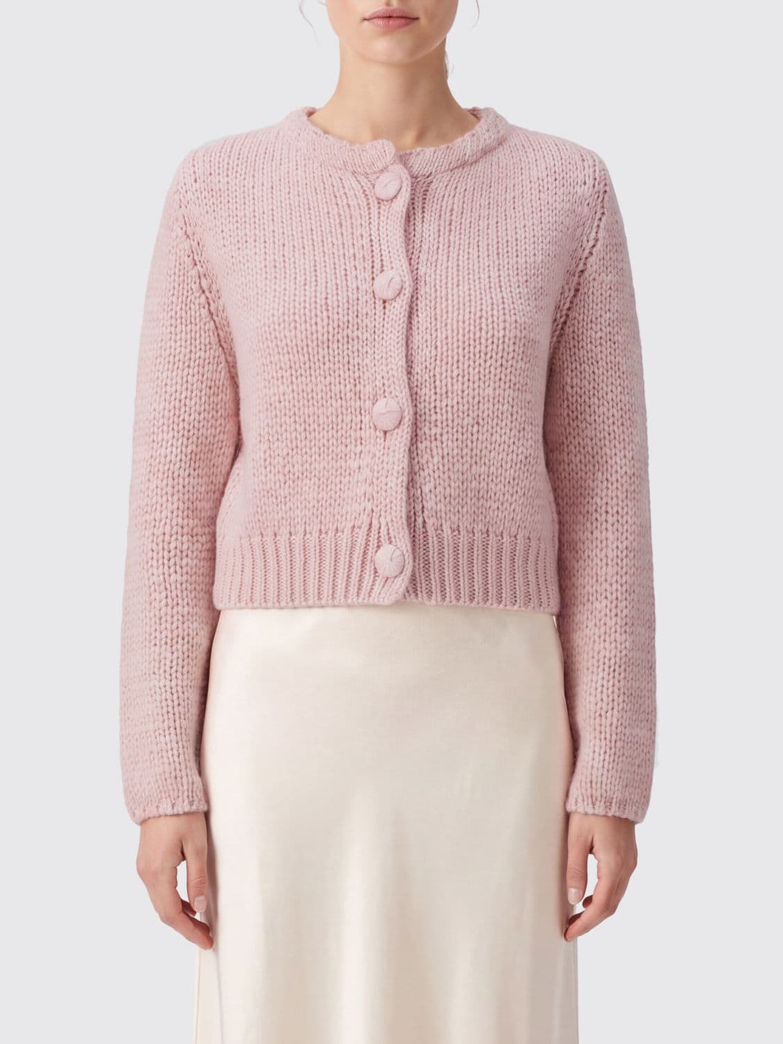 Forte Forte Silk, Mohair and Cashmere Blend Crewneck Cardigan
